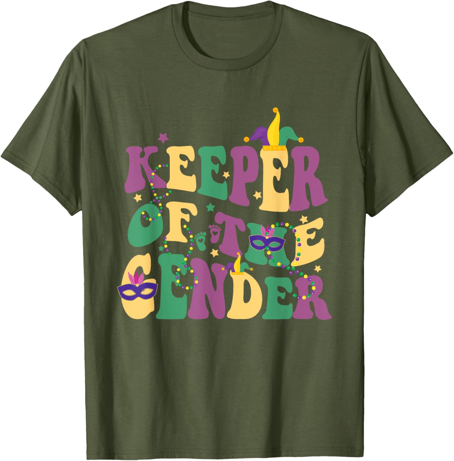 Keeper Of The Gender Reveal Mardi Gras Baby Shower T-Shirt for Fun Celebrations - 25