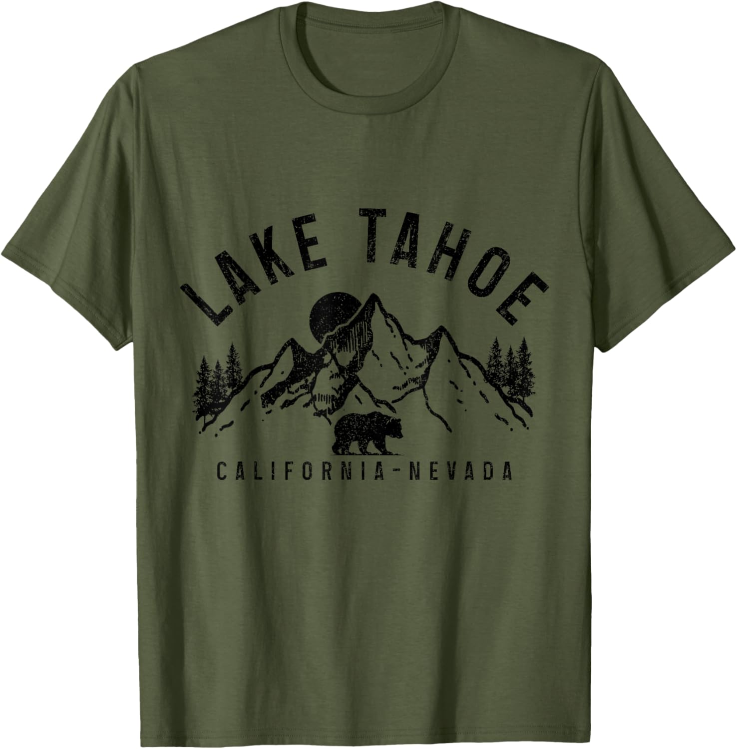 Vintage Bear Graphic T-Shirt Lake Tahoe Mountains Nature Lovers Apparel - 7