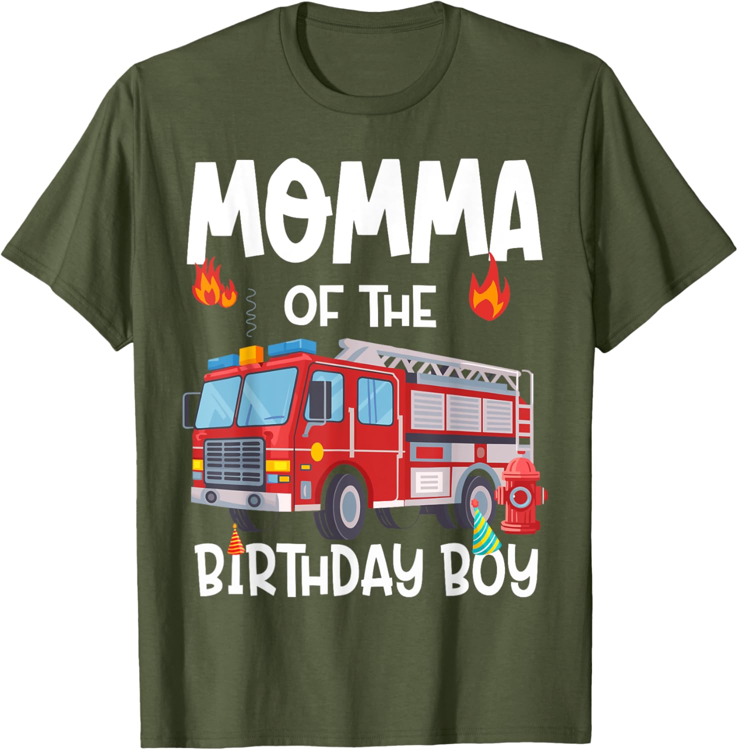 Momma of the Birthday Boy Fire Truck T-Shirt for Firefighter Moms - 5