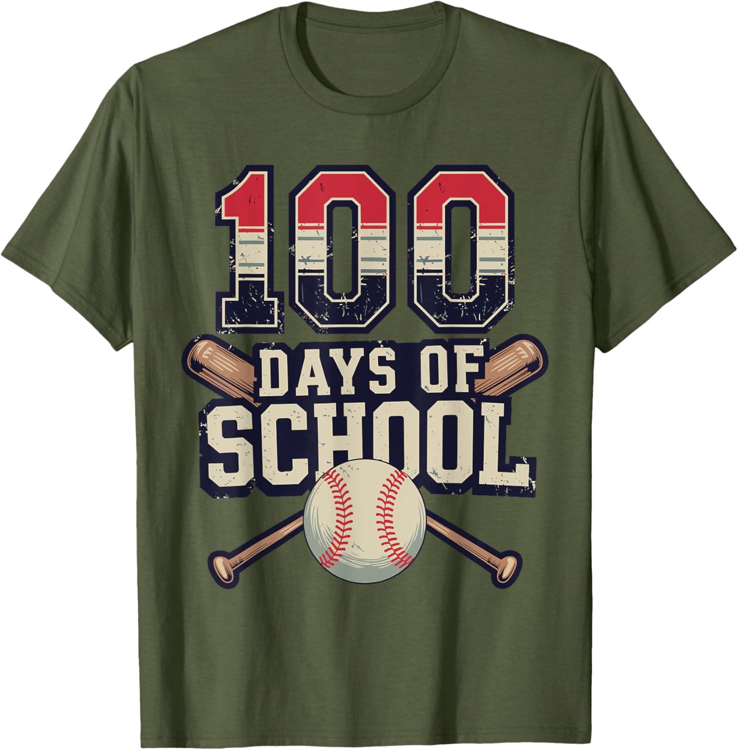 Vintage Baseball Theme 100 Days of School Celebration T-Shirt for Kids - 26