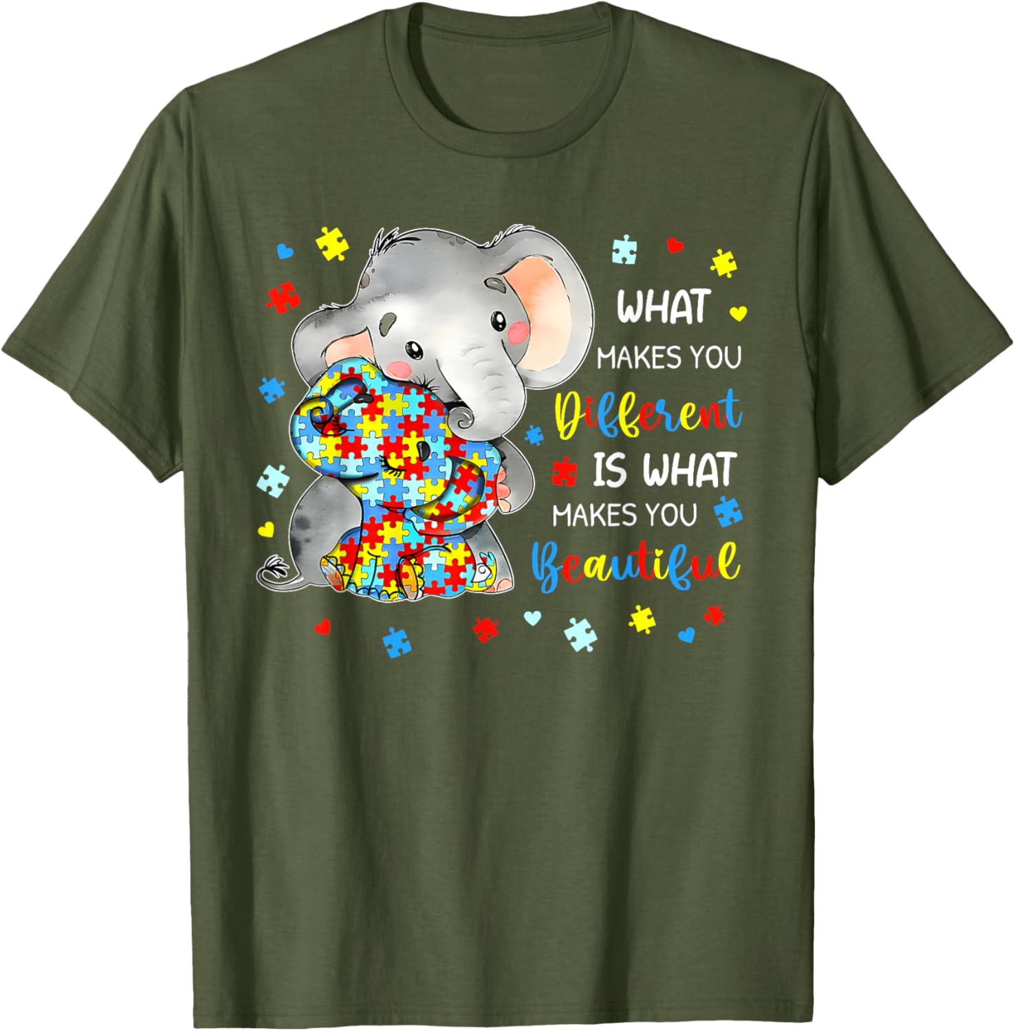 Unique Autism Awareness Elephant T-Shirt Celebrating Individuality and Beauty - 3