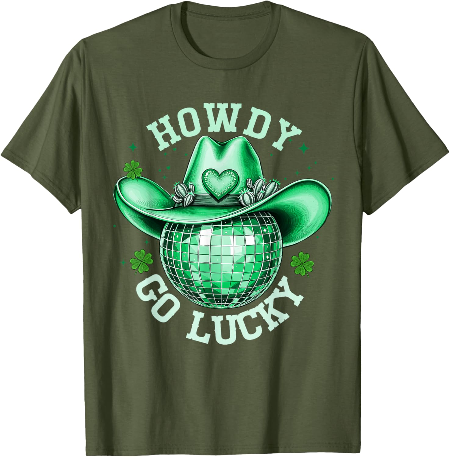 Howdy Go Lucky Disco Western Irish Shamrock T-Shirt for St. Patrick's Day - 24