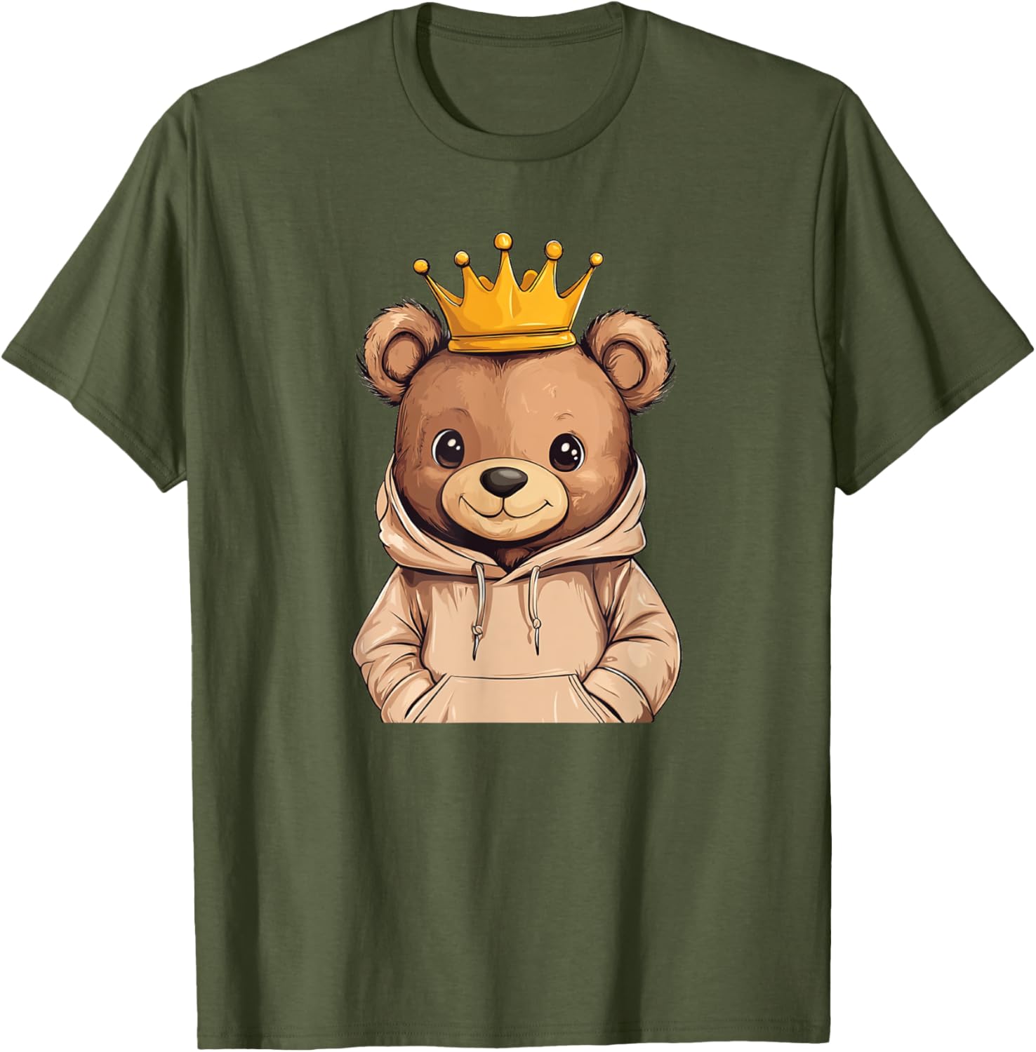 Adorable Cool Teddy Bear King with Crown and Sweater T-Shirt Outfit - 17
