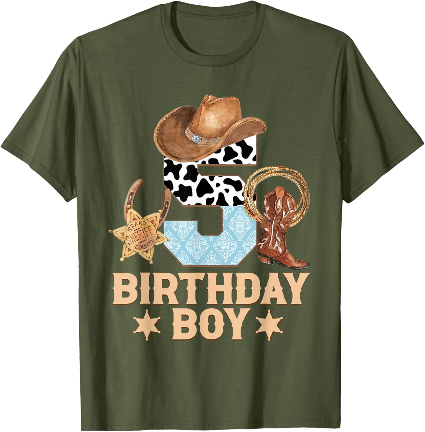 Western Family Birthday Boy Cowboy T-Shirt for 5th Birthday Celebration - 4