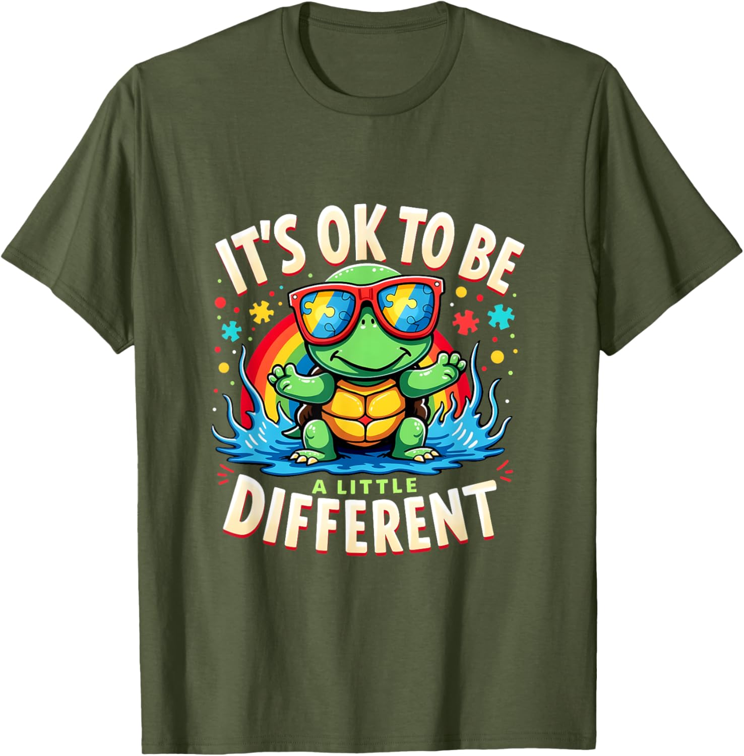 Cute Turtle Autism Awareness T-Shirt It's Ok To Be A Little Different - 24