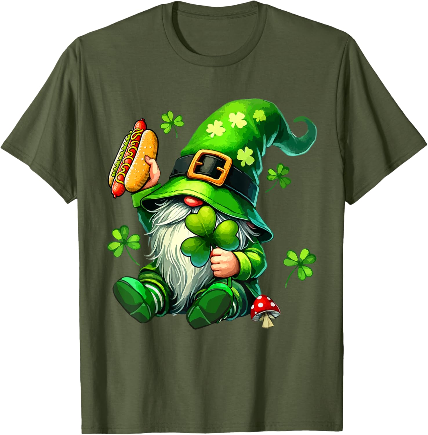 Gnome Eating Hot Dog St. Patrick's Day T-Shirt for Food Lovers - 22