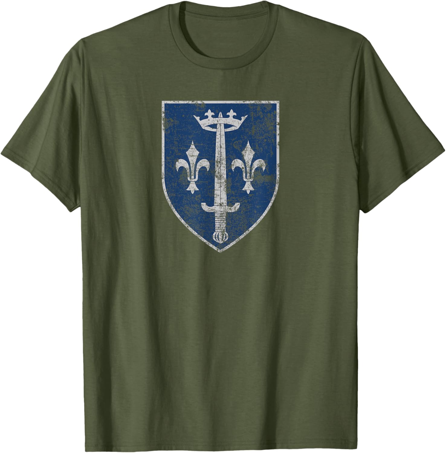 Family Crest of Saint Joan of Arc Distressed Print T-Shirt for Everyone - 17