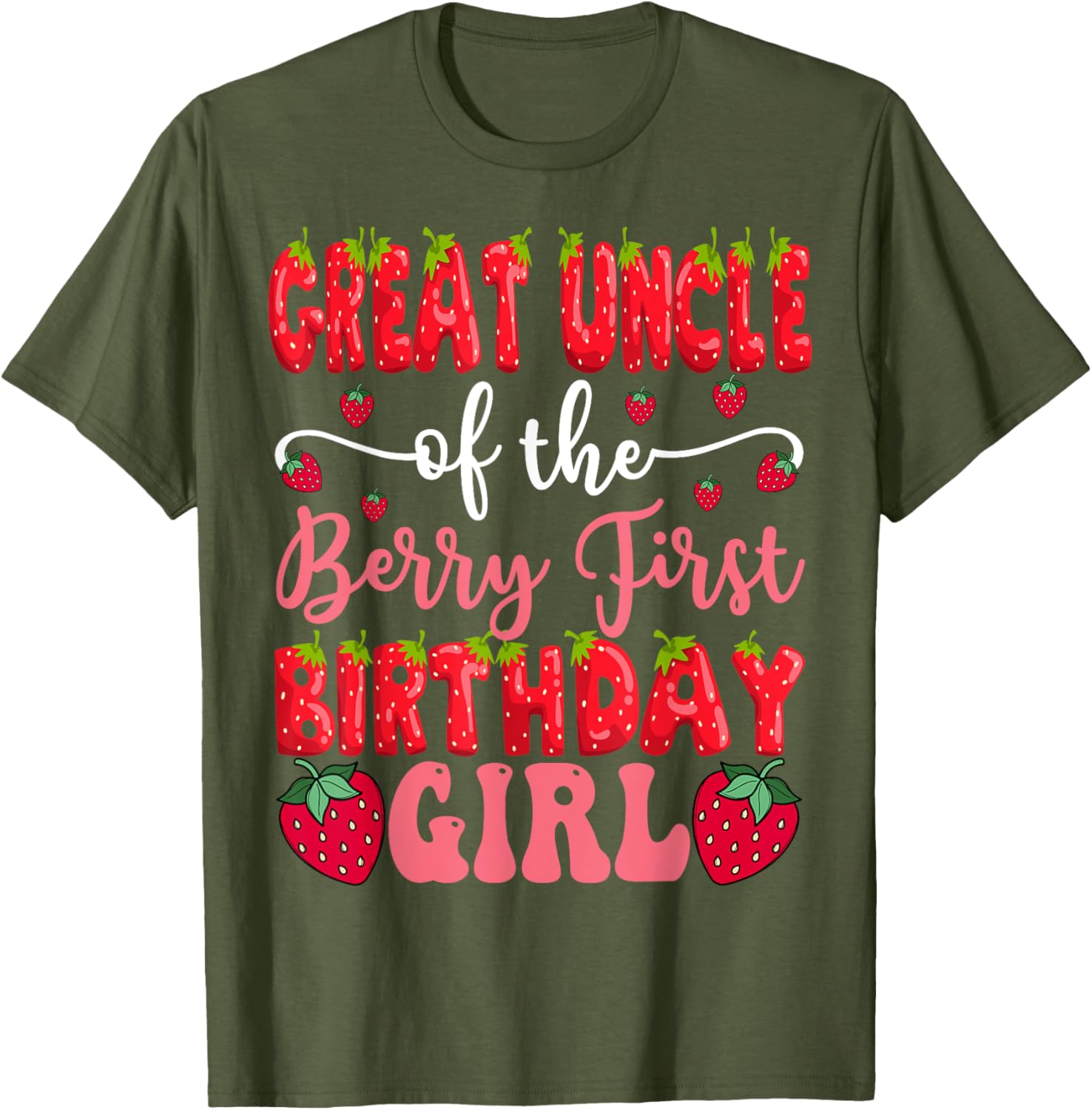 Great Uncle of the Berry First Birthday Girl Strawberry T-Shirt - 4