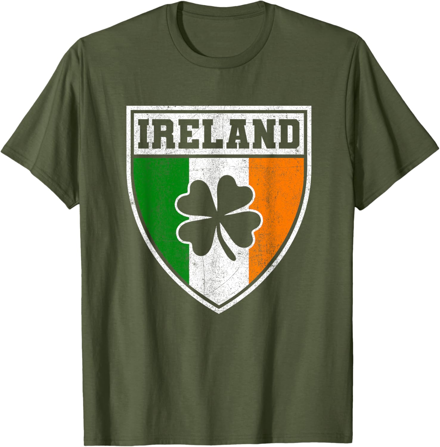 Irish Flag Shield T-Shirt with Shamrock for St Patricks Day Pride - 1