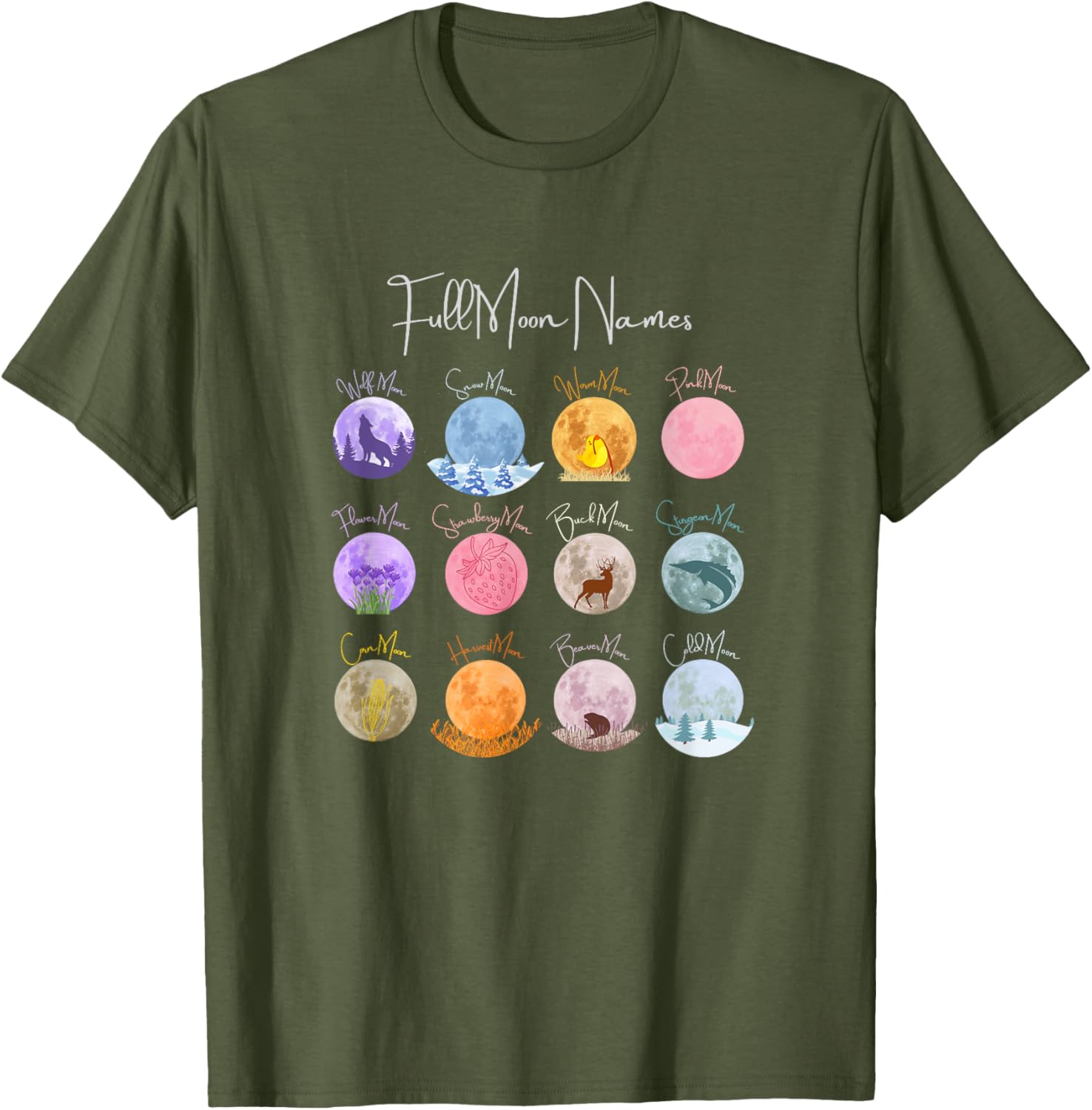 Full Moon Names T-Shirt Lunar Calendar Tees and Accessories Elegance - 17