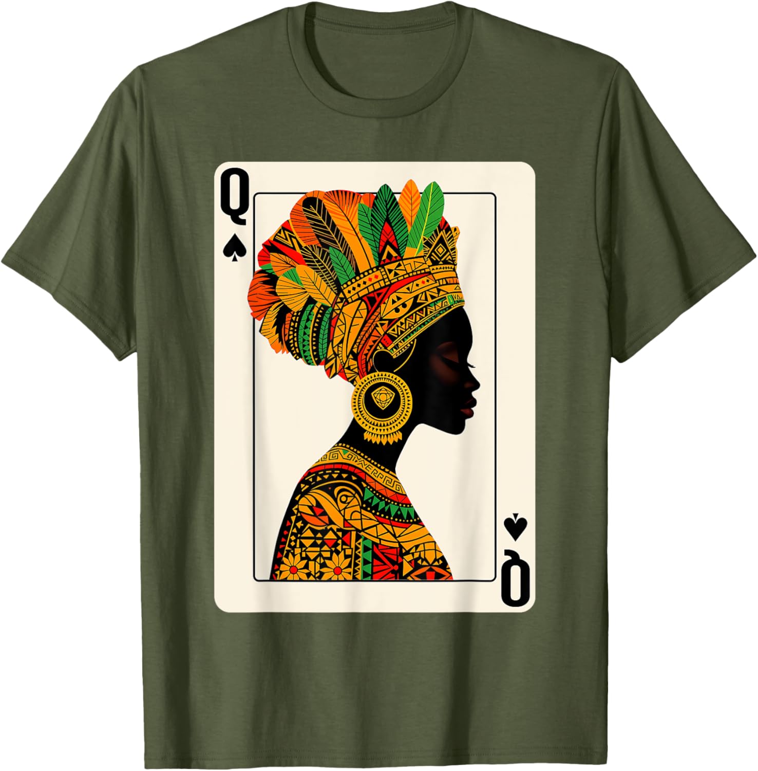 Black Queen of Spades Card Game T-Shirt Celebrating Proud Black Women - 1