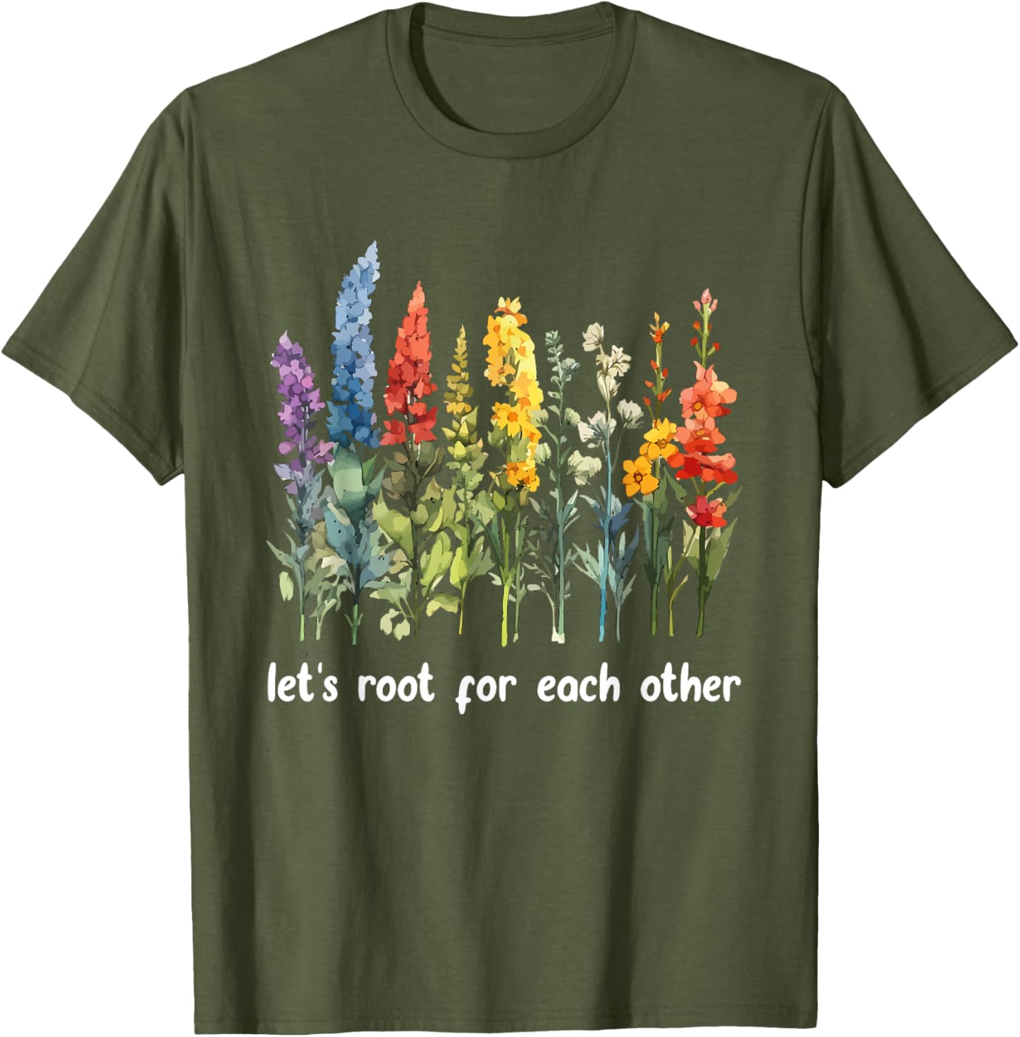 Inspirational Floral T-Shirt Let's Root for Each Other Motivational Style - 17