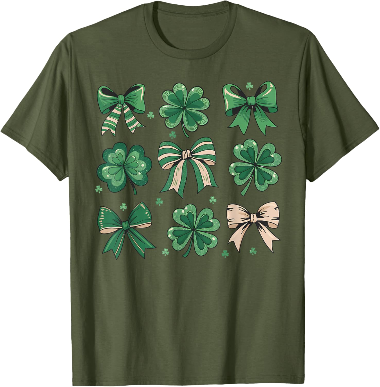 Cute Retro St Patricks Day Shamrock Bow T-Shirt for Festive Fun - 2
