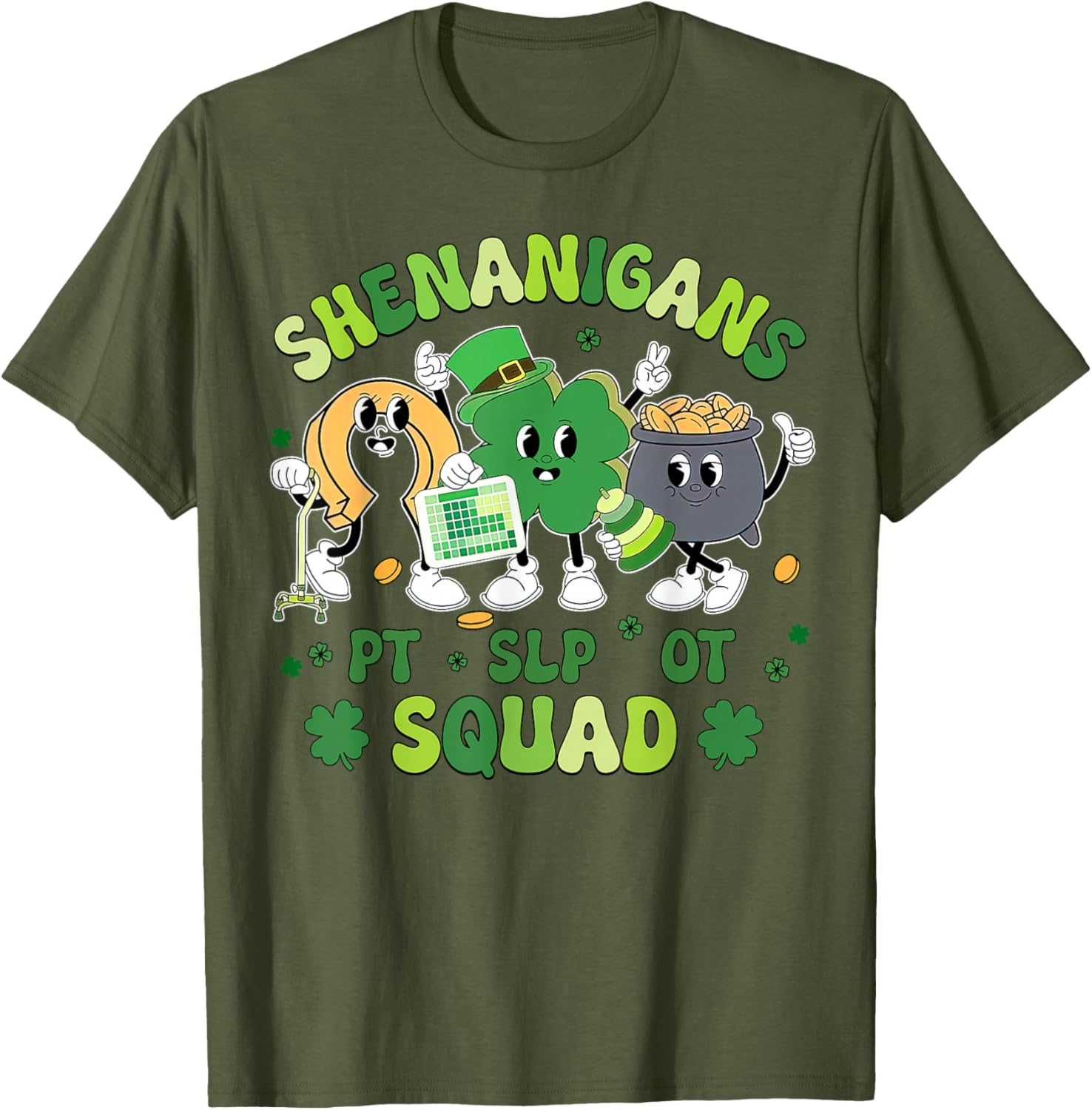 Cute St Patrick's Day Shamrock T-Shirt for Therapy Professionals Team - 4