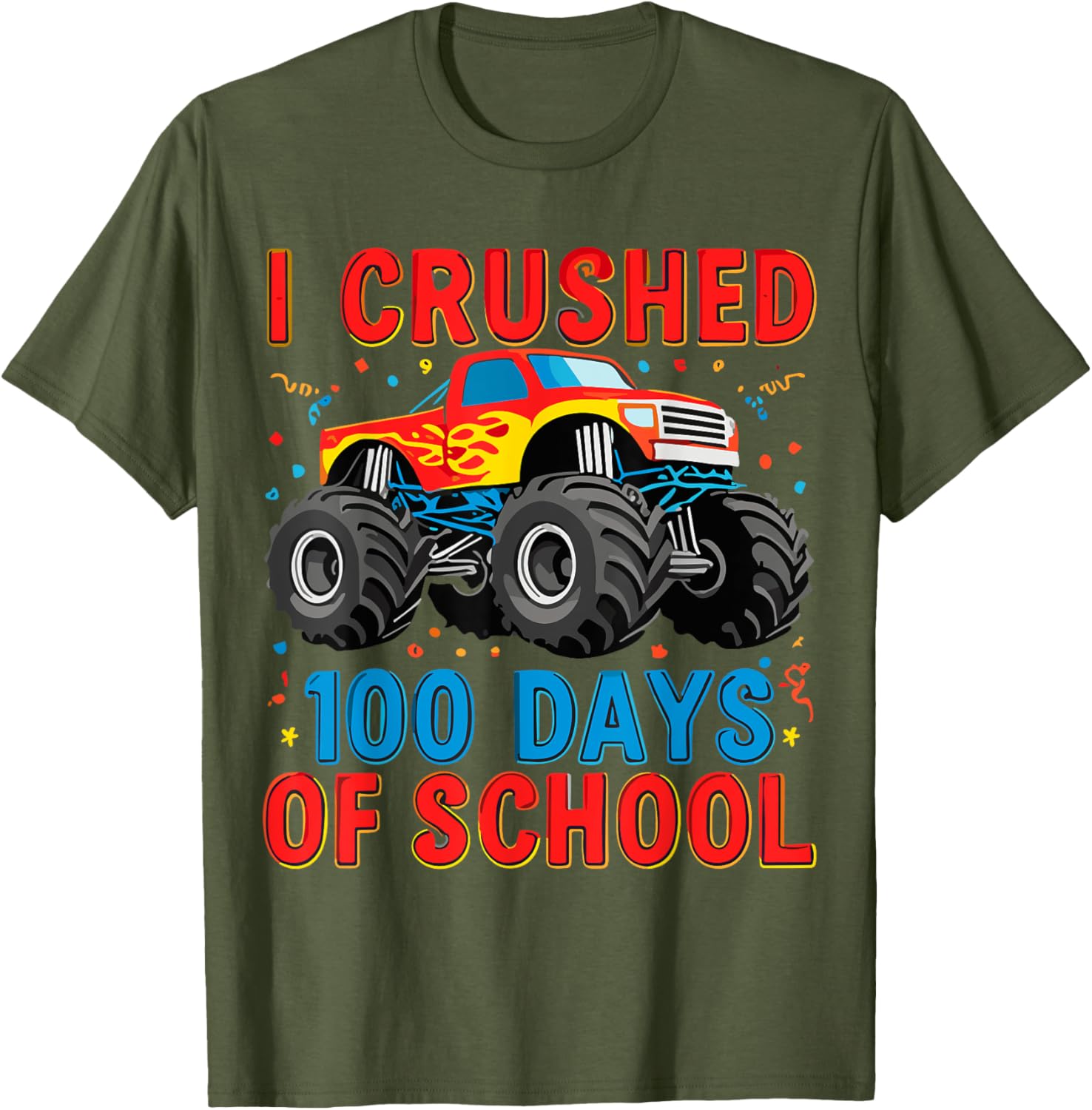 100 Days of School Monster Truck T-Shirt for Boys Fun School Spirit Gear - 7