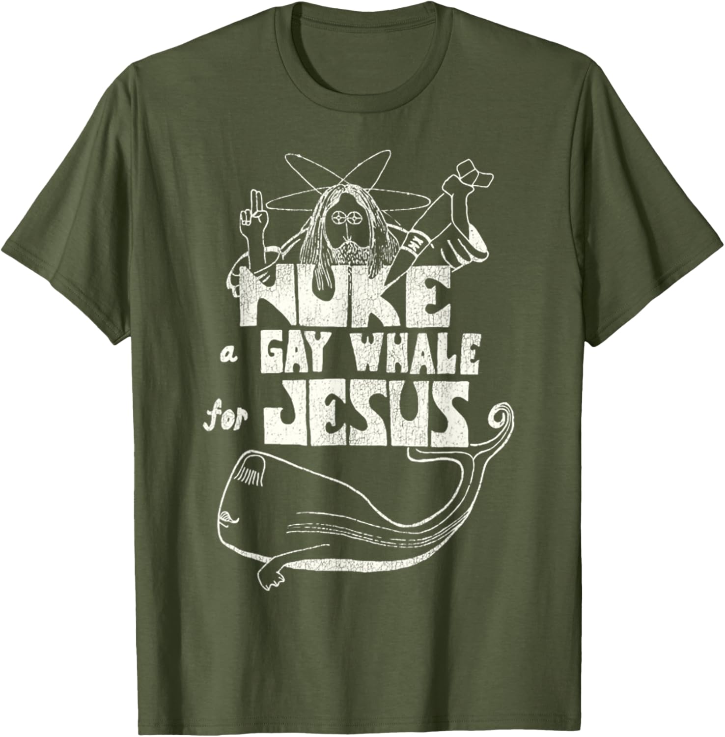 Funny Vintage 80s Nuke a Gay Whale For Jesus T-Shirt for Social Advocacy - 20