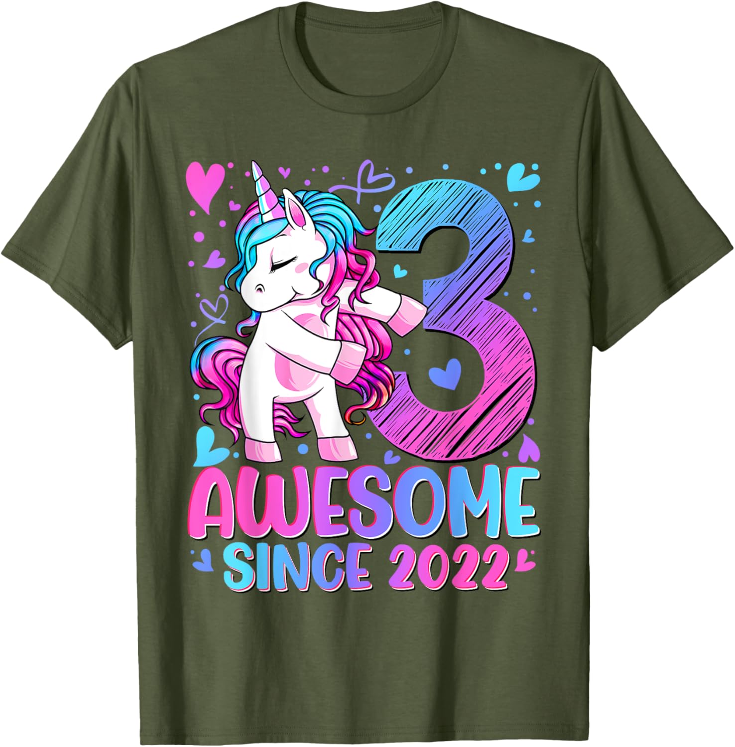 Cute Unicorn T-Shirt for 3 Year Old Girls Birthday Party Gifts - 26