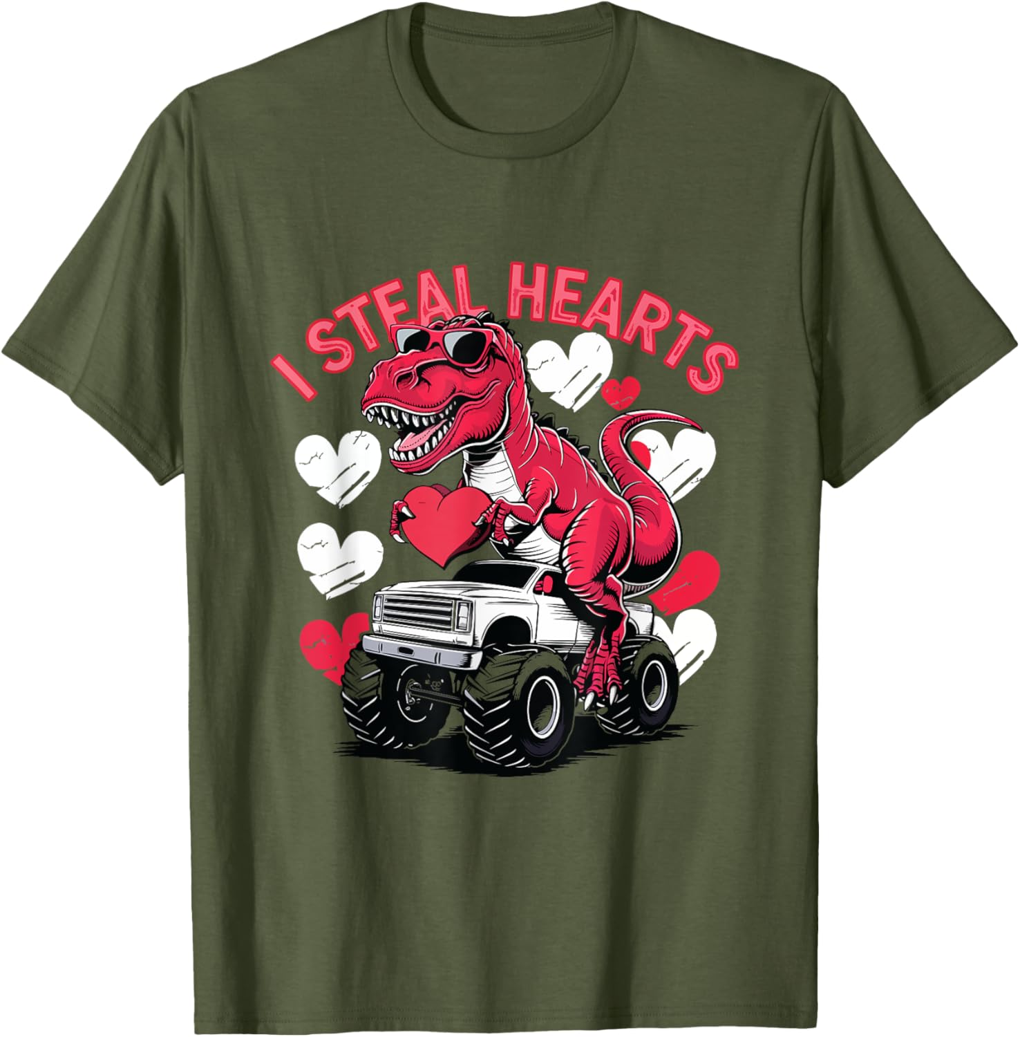 I Steal Hearts Toddler T-Rex Valentine's Day Shirt for Baby Boys - 3