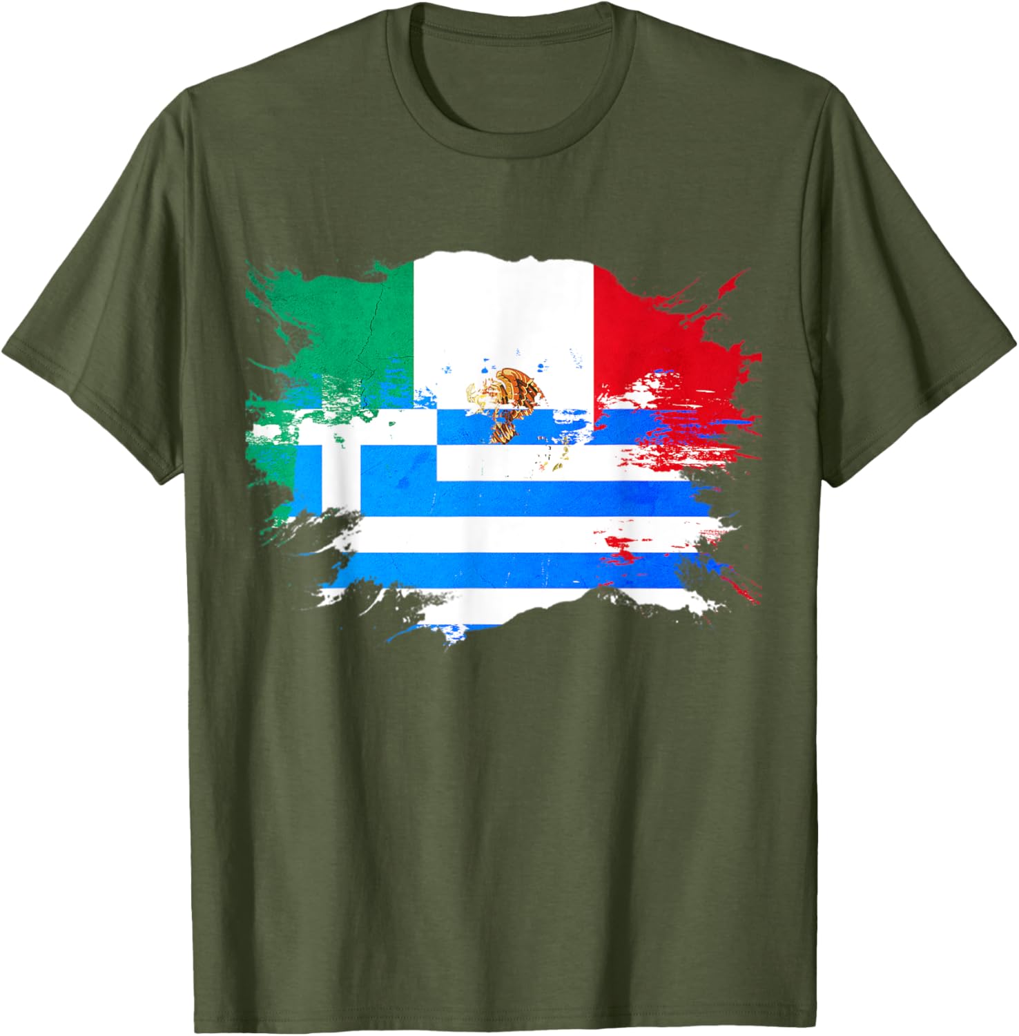 Mexican and Greek Heritage Flag T-Shirt for Proud Celebrations - 5