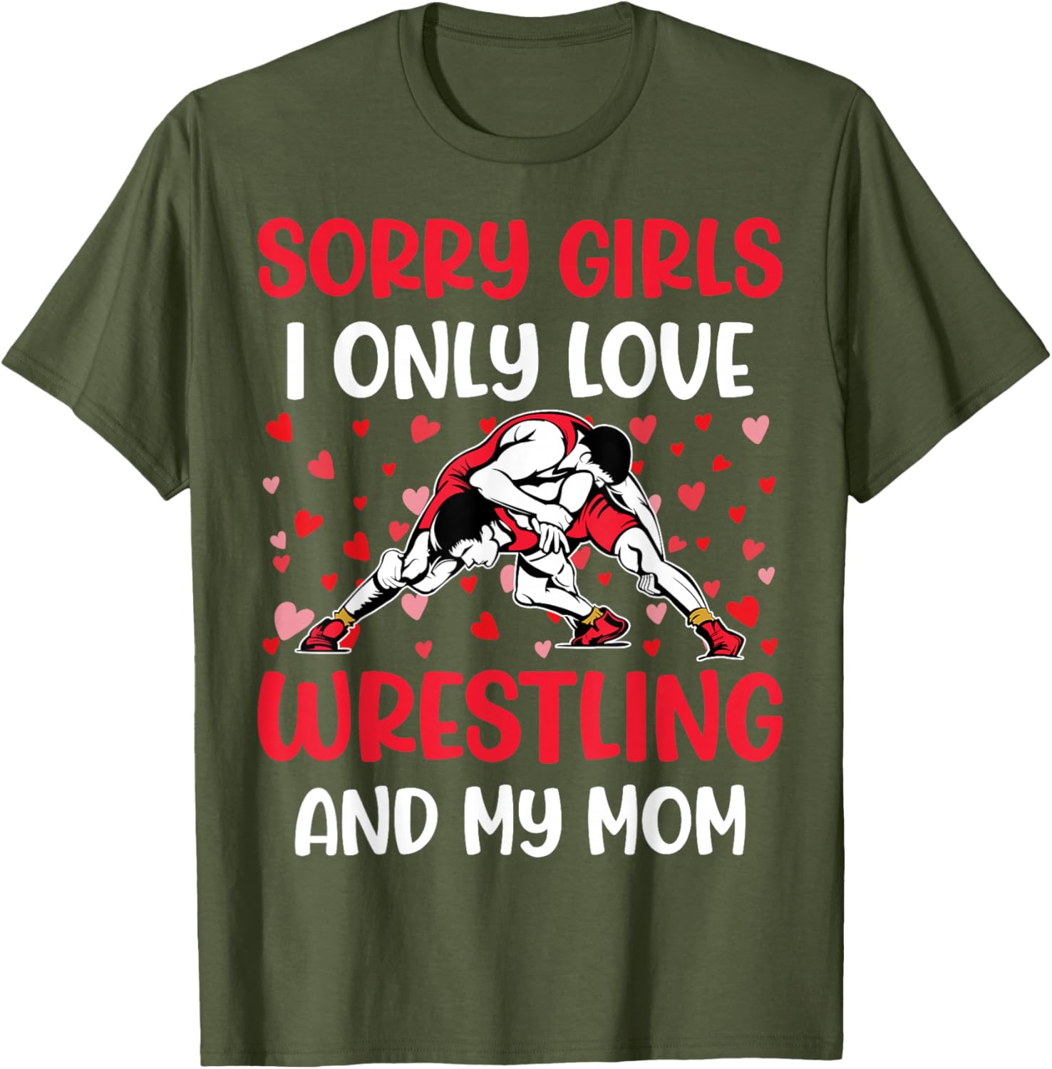 I Only Love Wrestling and My Mom Valentine's Day Wrestler T-Shirt - 6