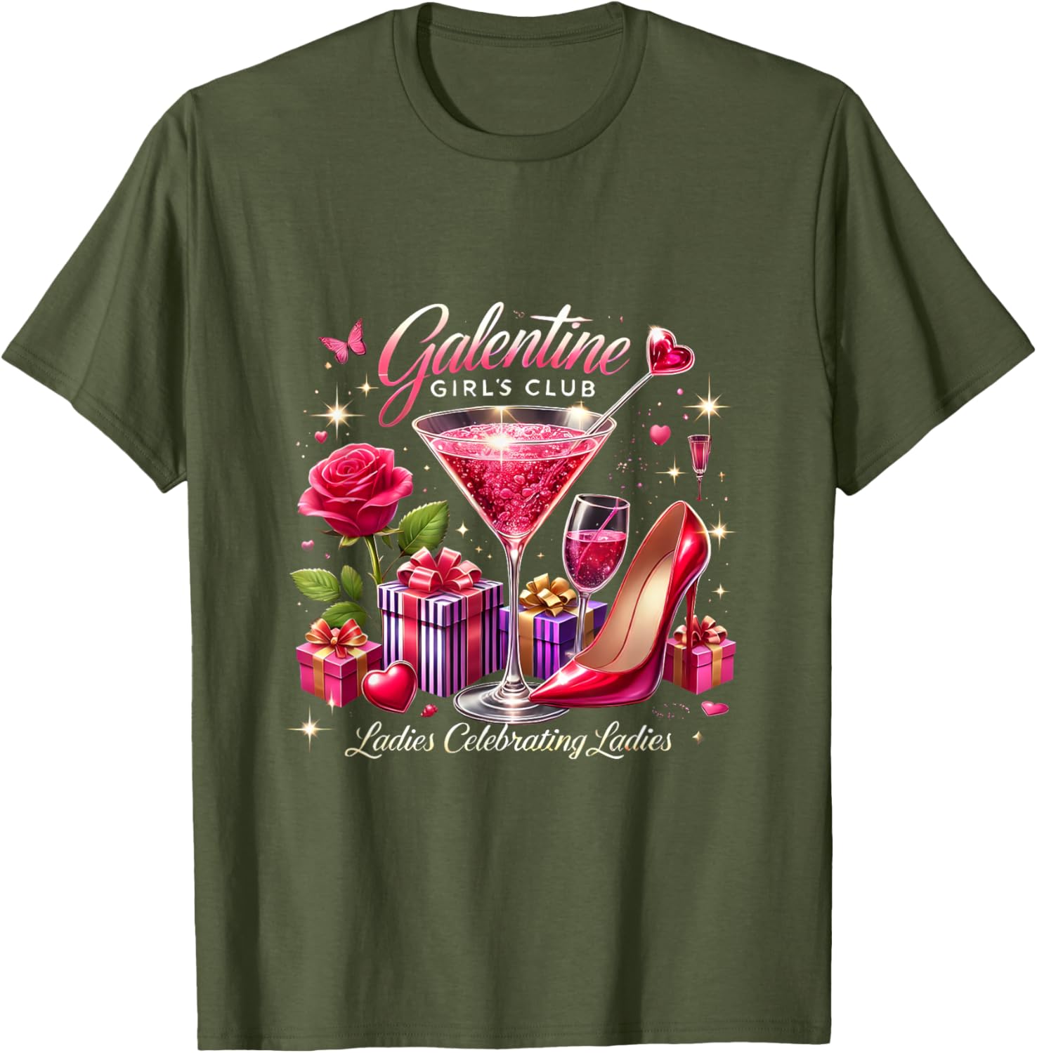 Galentine's Celebration Martini Glass T-Shirt for Fun Girls Night Out - 6