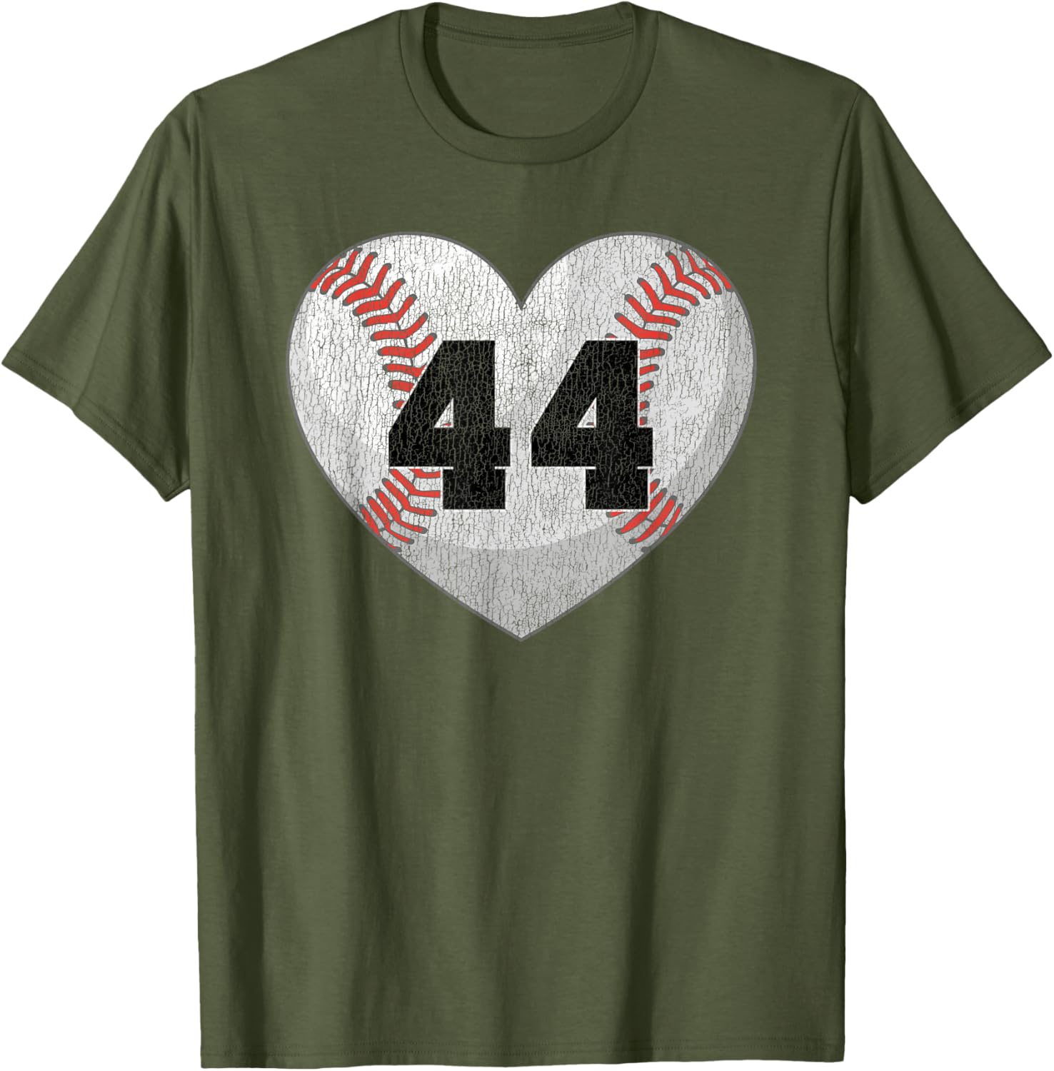 Cute Baseball Number 44 Distressed Heart T-Shirt for Baseball Moms - 5
