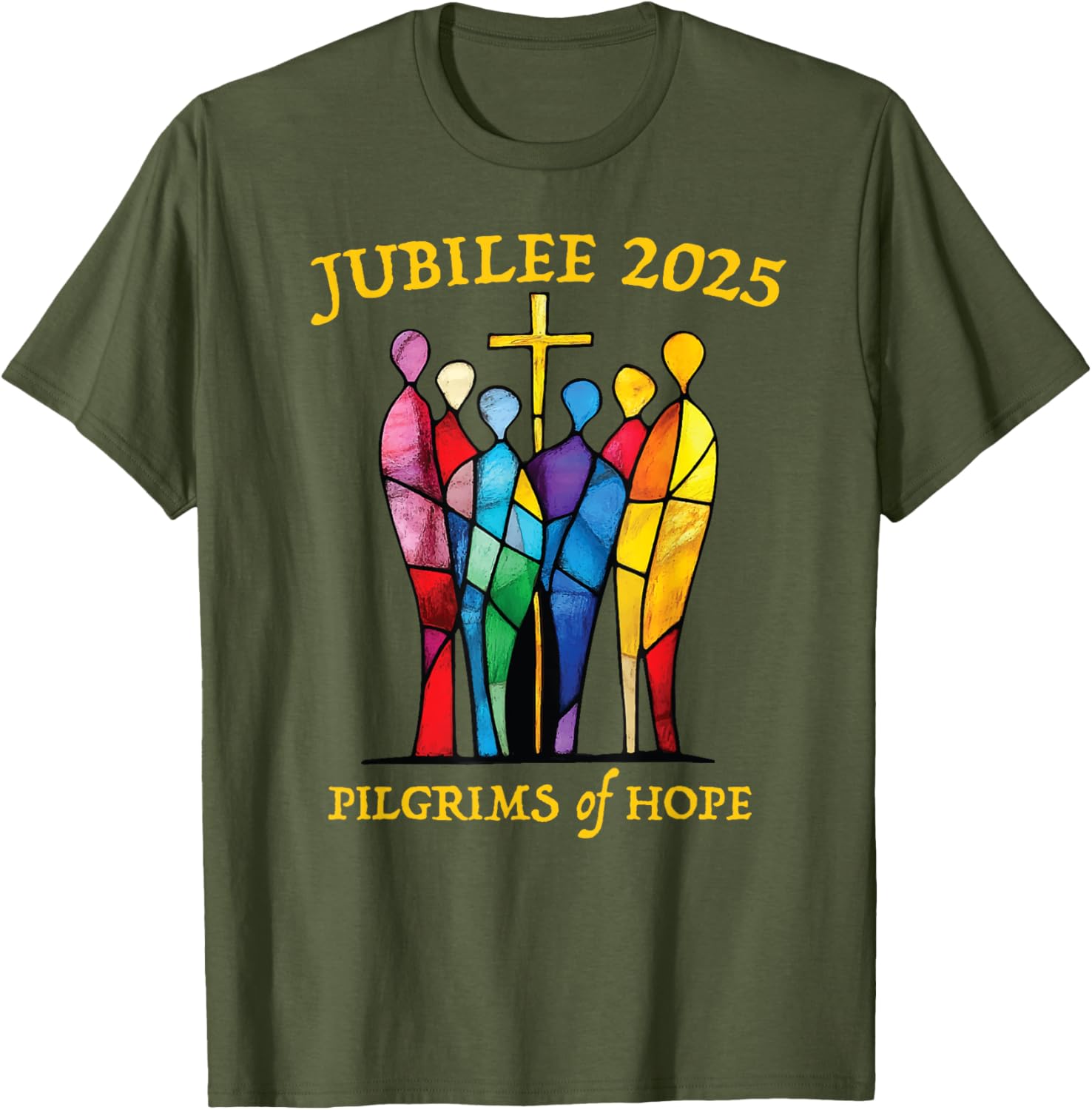 Catholic Jubilee 2025 Pilgrims of Hope Stained Glass T-Shirt for All - 5