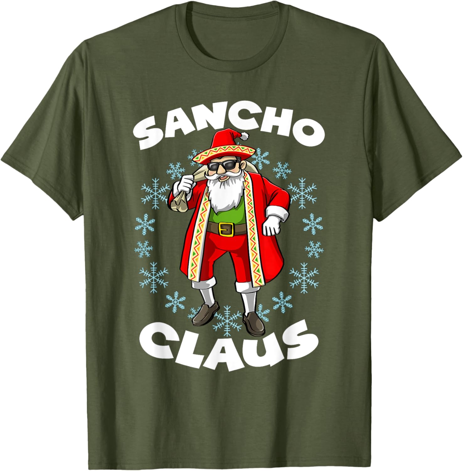 Funny Santa Claus Sancho Mexican Christmas T-Shirt for Holiday Cheer - 2