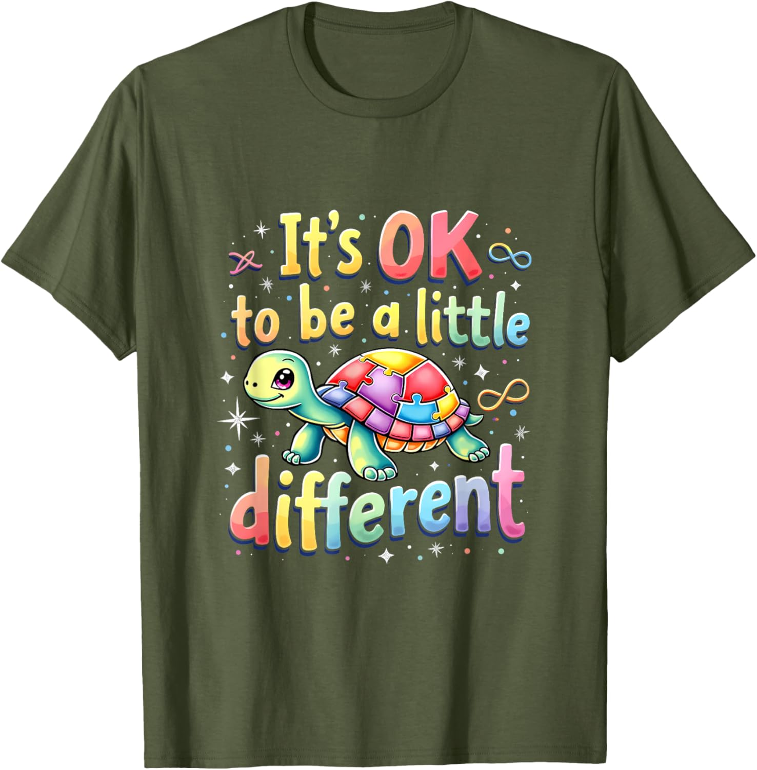 Autism Awareness Turtle T-Shirt It's Okay to Be Different Fun Tee - 16