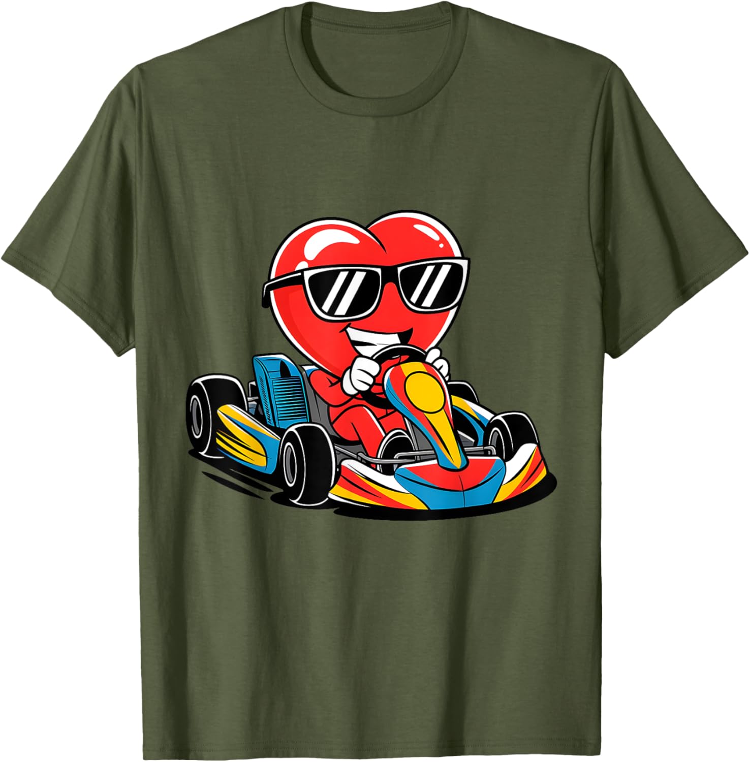 Heart Racing Go-Kart Valentine's Day T-Shirt for Boys and Girls - 23