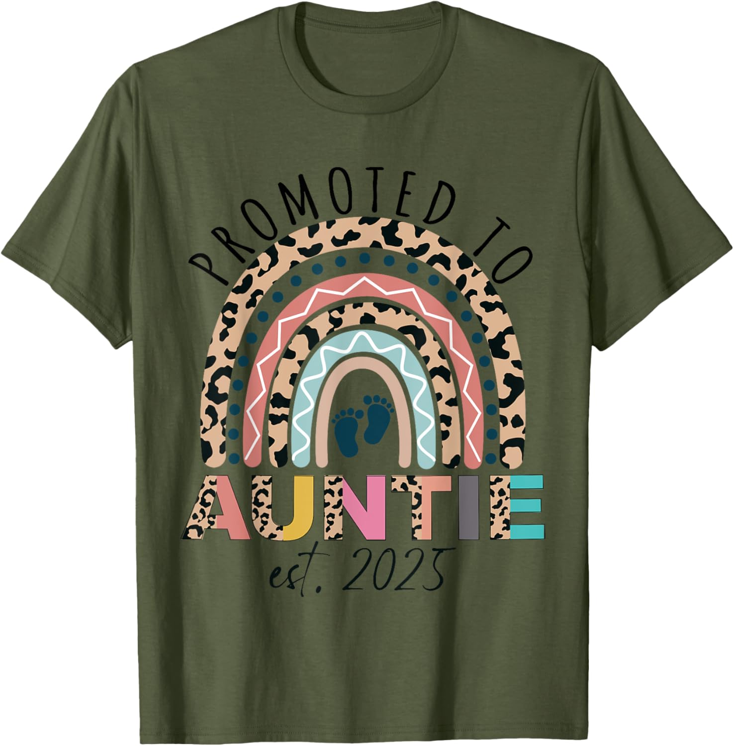 Promoted to Auntie Est 2025 Cute Mothers Day T-Shirt Gift for Aunties - 1