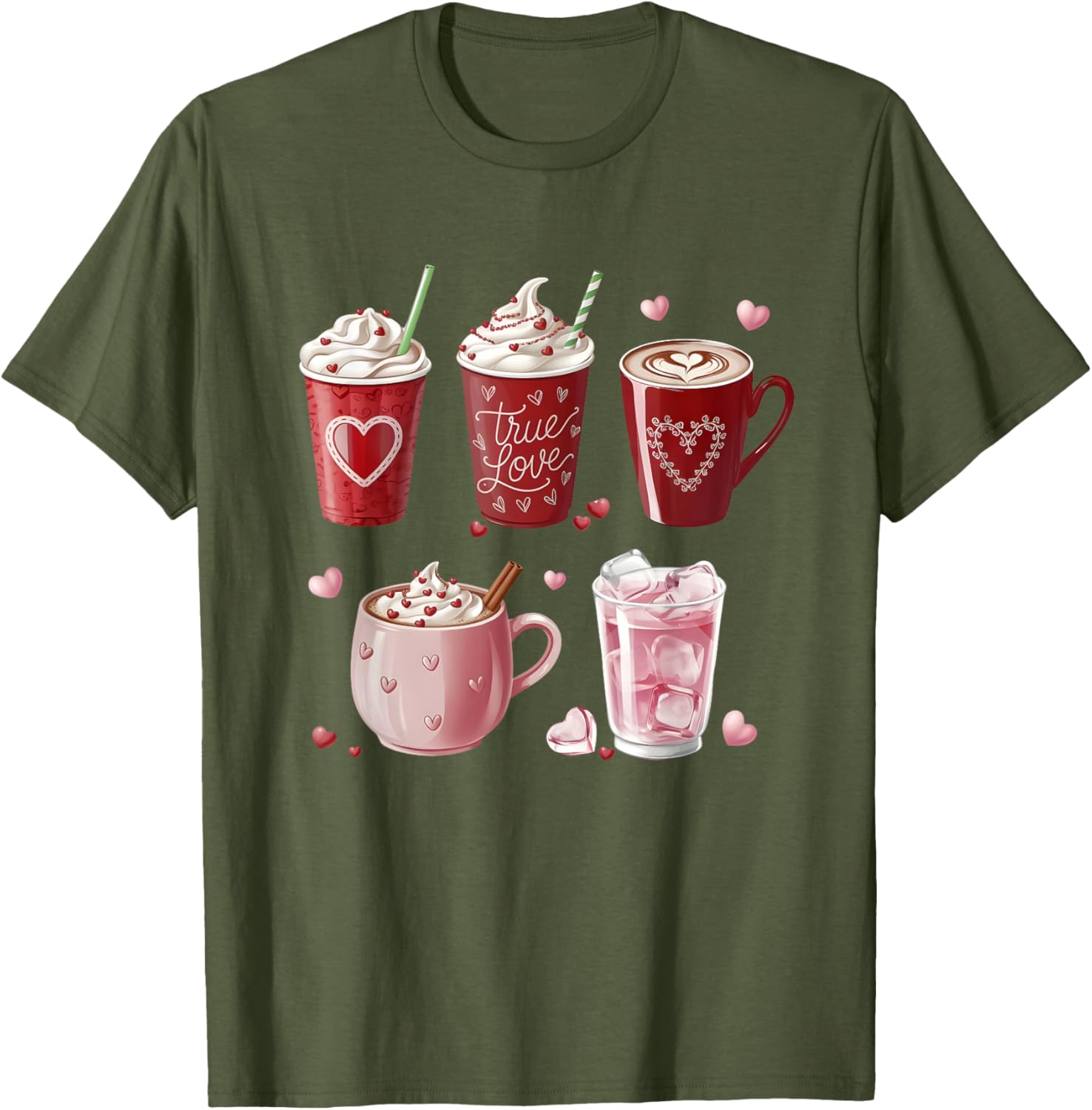 Coffee Lover Valentine T-Shirt Cute Coffee Cups Design for Him or Her - 19