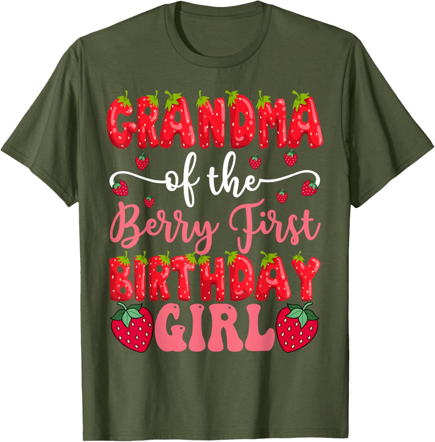 Cute Strawberry Lover T-Shirt for Grandma of First Birthday Girl - 12