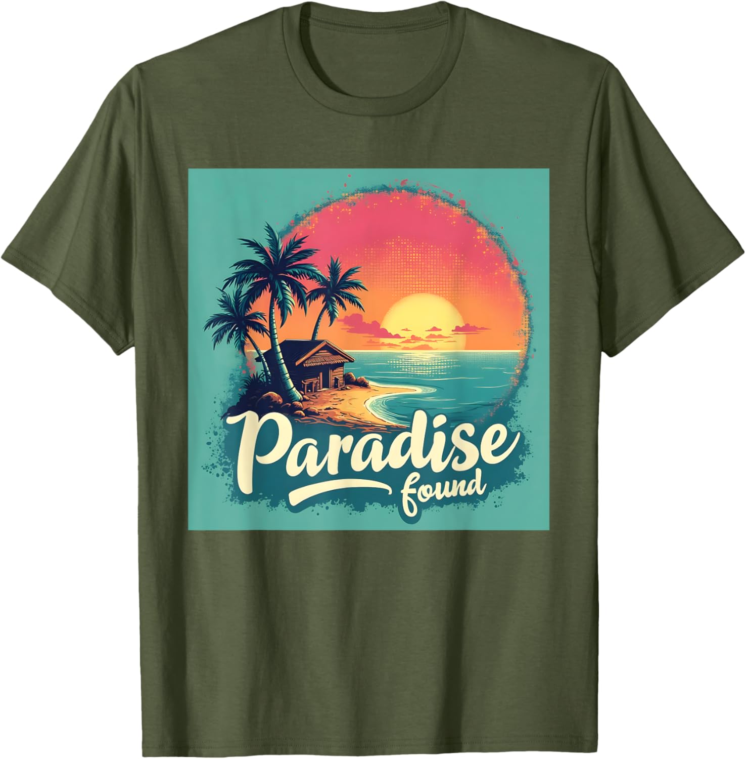Tropical Paradise Sunset Shirt with Palm Trees and Ocean Design - 19