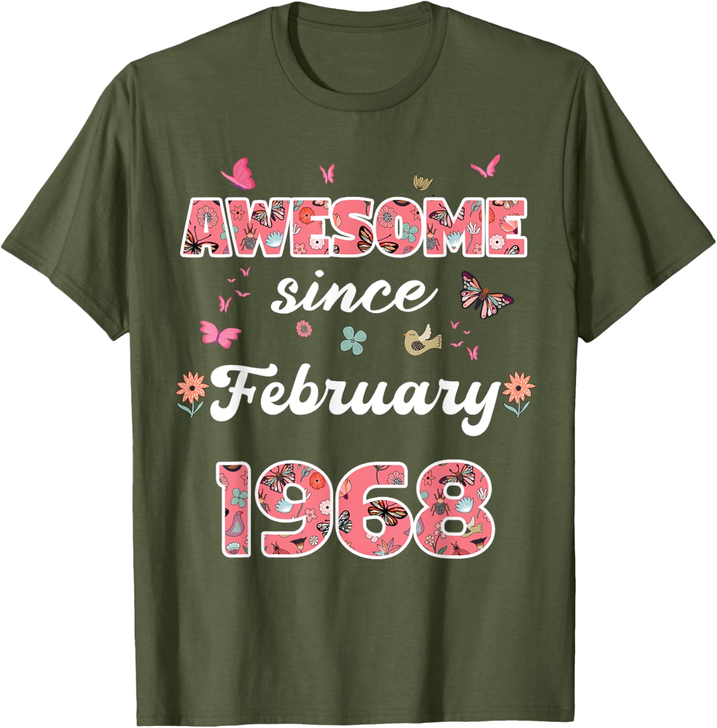 Vintage February 1968 Flowers Birthday T-Shirt for a Special Celebration - 15