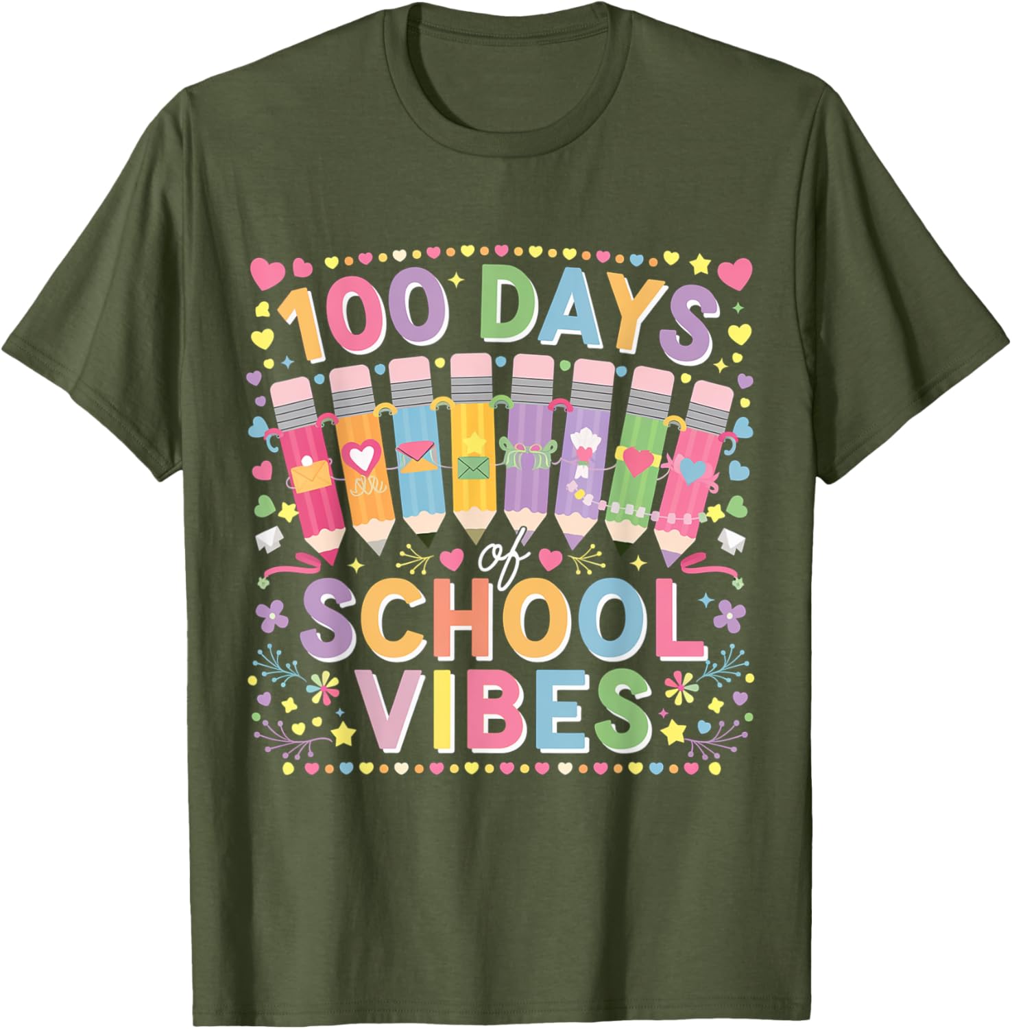 Cute Heart 100th Day of School T-Shirt for Kids Fun Celebration Wear - 6