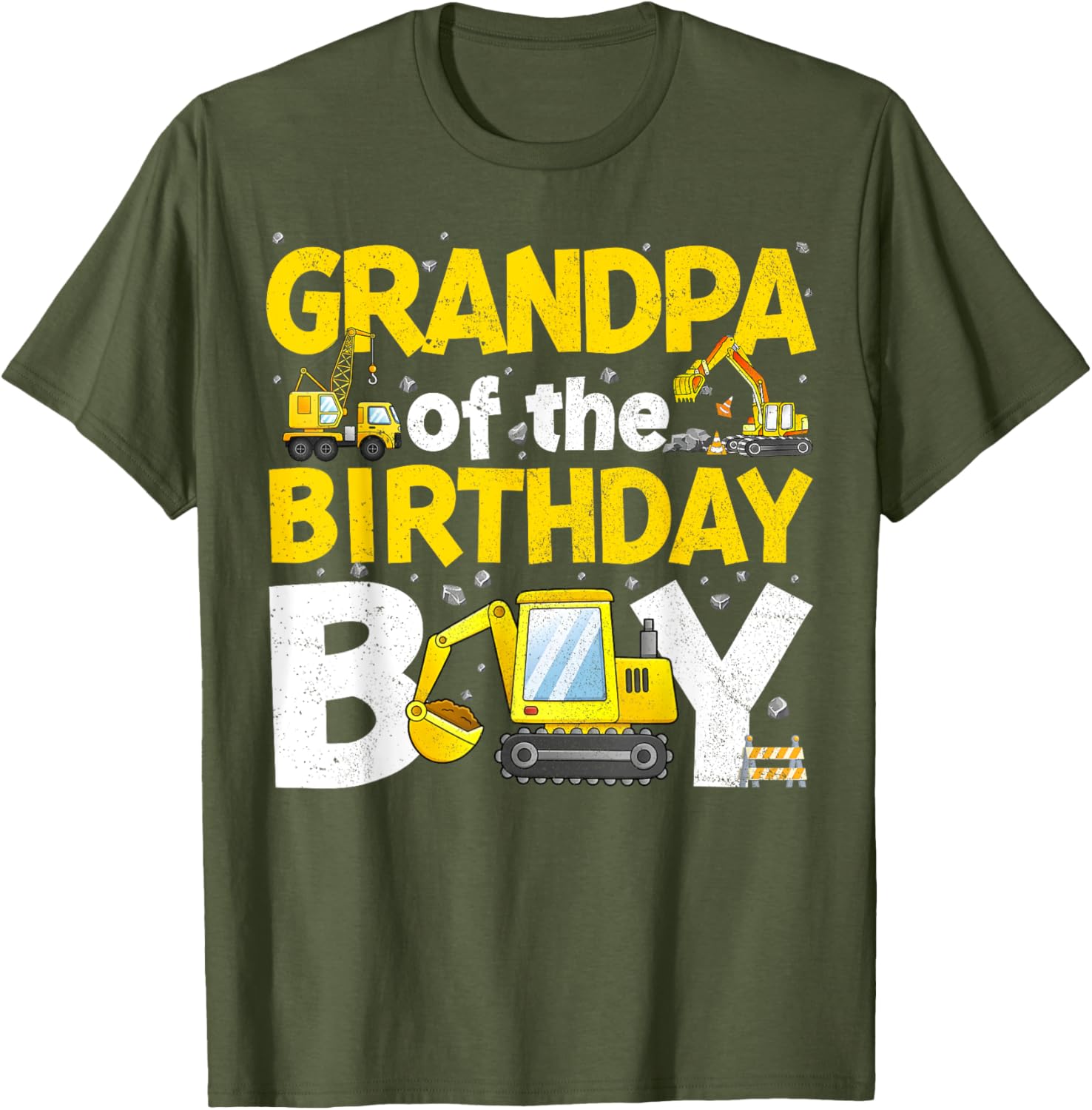 Grandpa Of The Birthday Boy Construction Family Party T-Shirt Gift - 4