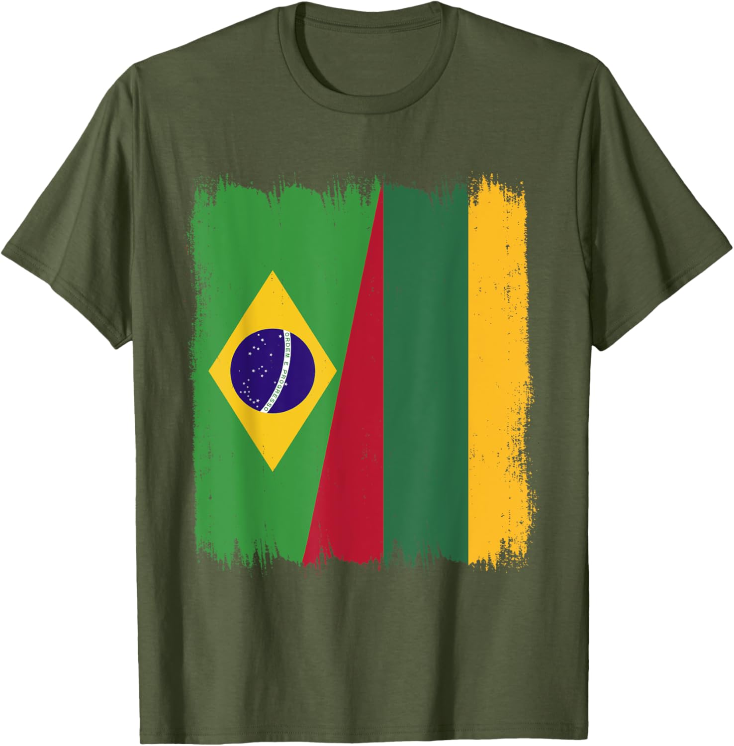 Brazil Lithuania Half Flag Roots T-Shirt for Proud Brazilian Lithuanians - 23