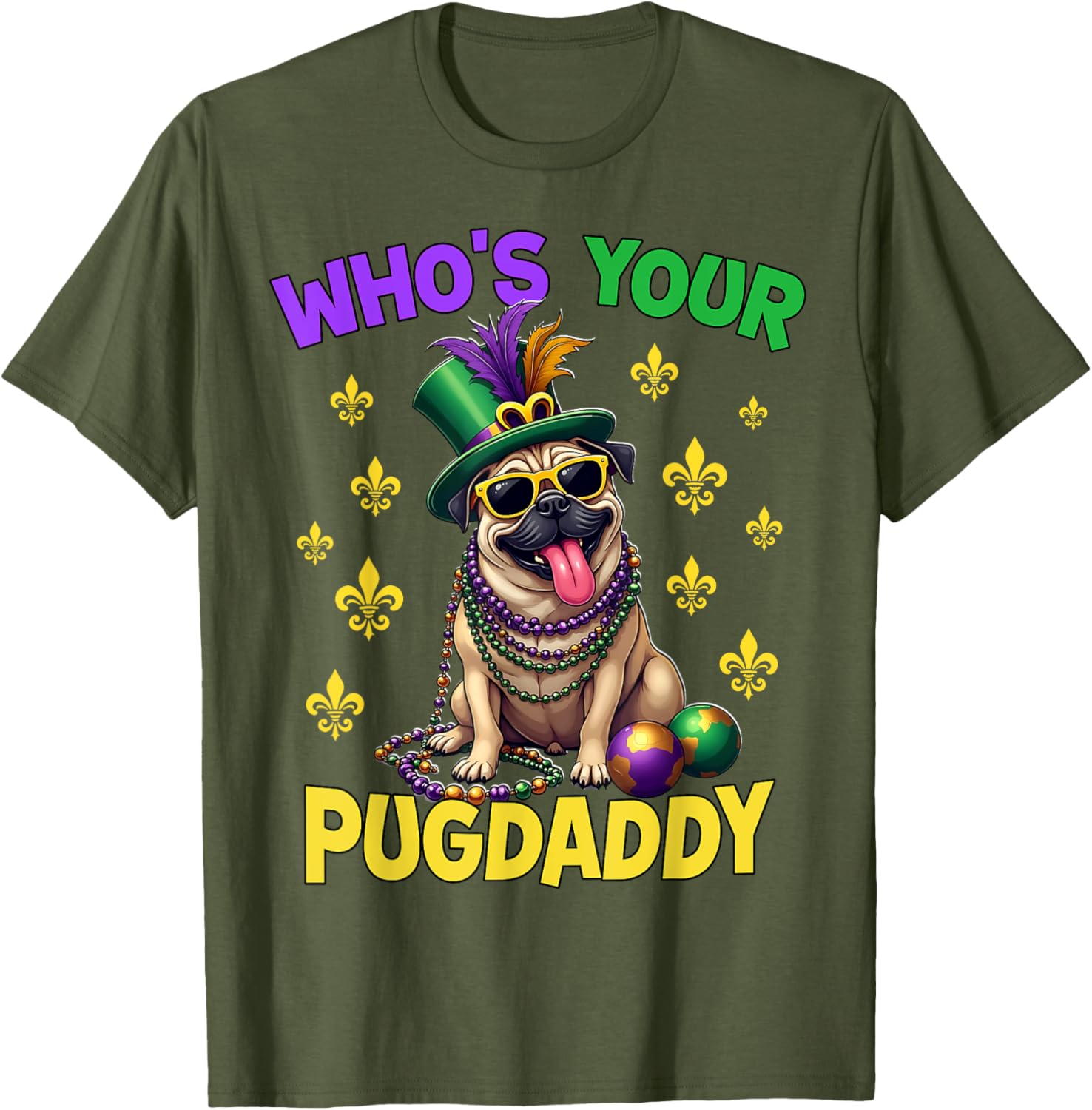 Pug Dad Mardi Gras T-Shirt Fun and Festive Pug Lover Apparel - 9