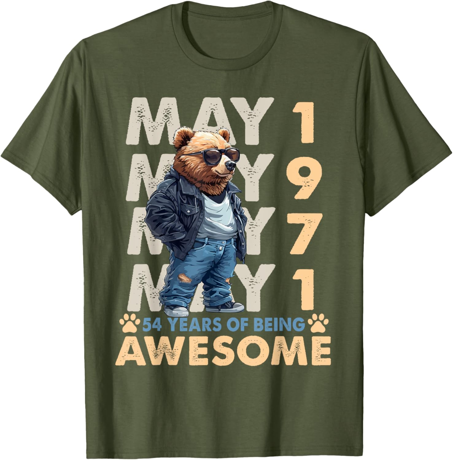 54th Birthday Bear Legends May 1971 T-Shirt for Men - Fun Gift Idea - 21