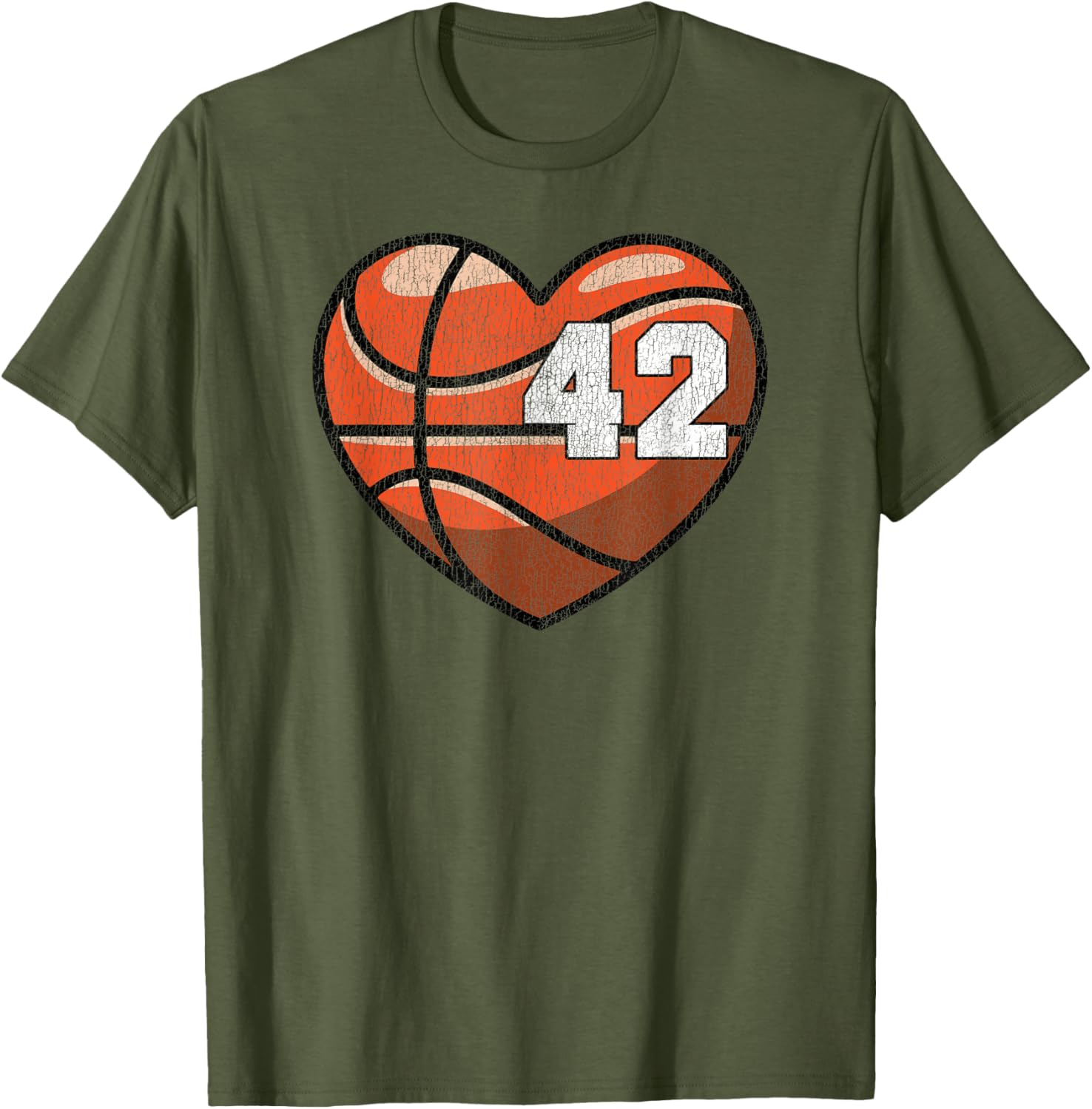 Distressed Heart Design Basketball Number 42 T-Shirt for Fans - 26