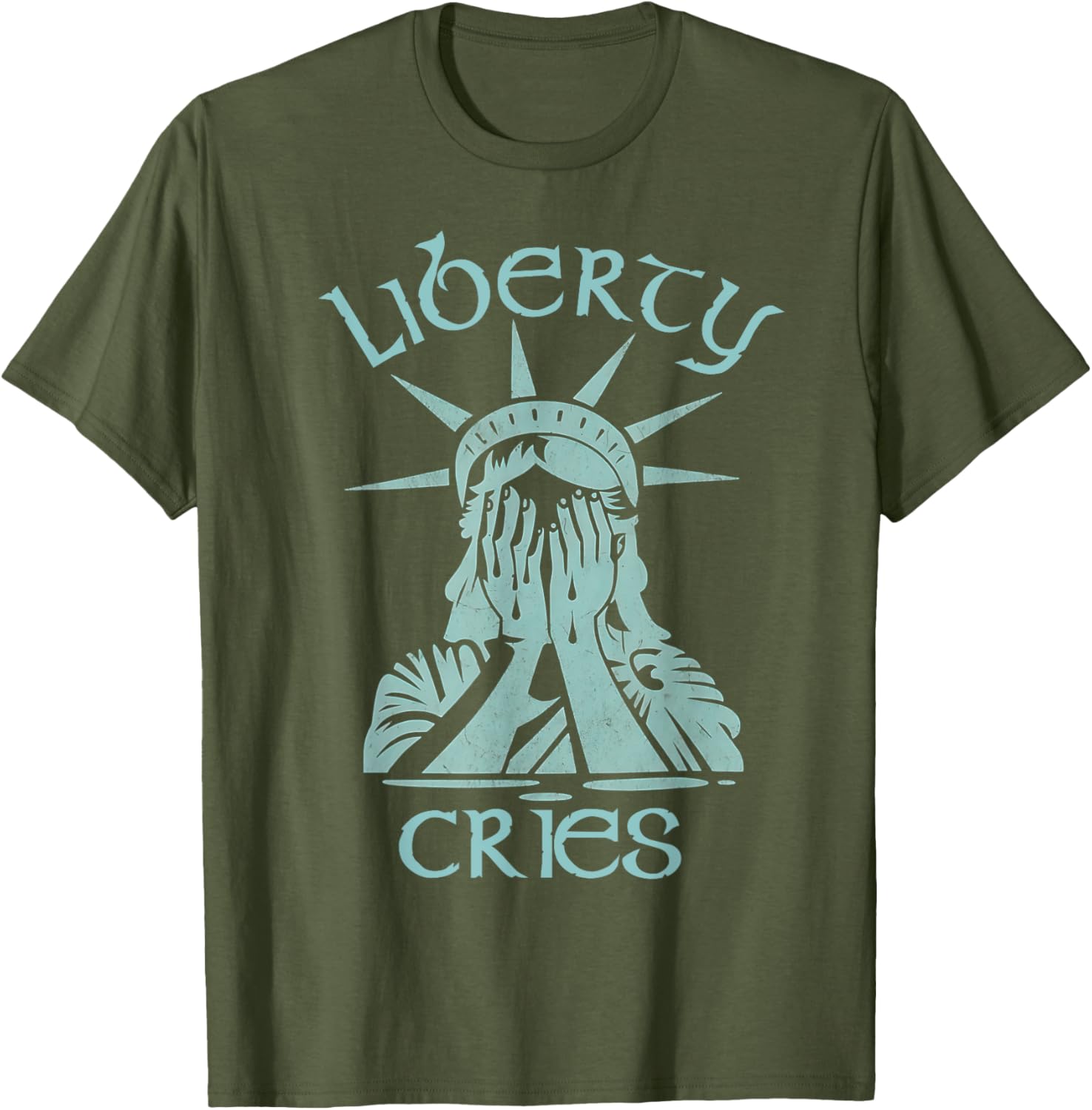 Statue of Liberty Headache Disgust Cry T-Shirt for American Pride - 21