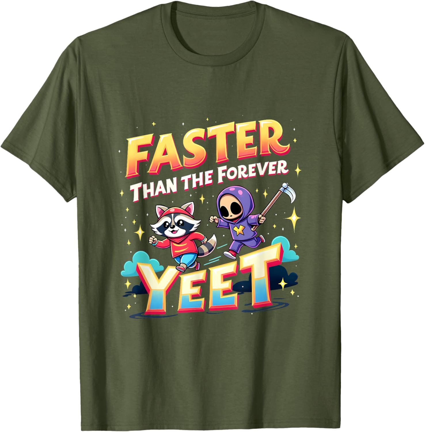 Faster Than The Forever Yeet Funny Raccoon Sloth T-Shirt for Fun Lovers - 10