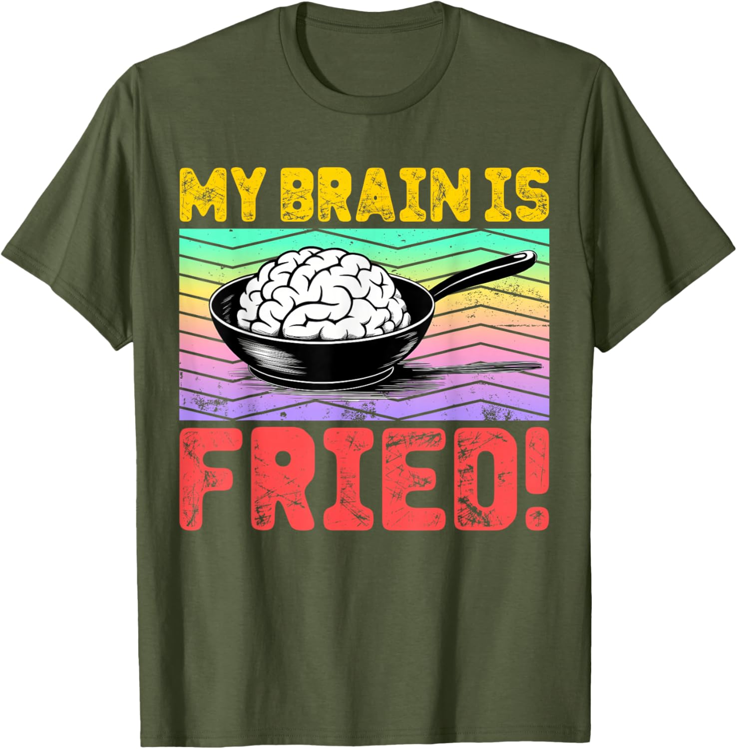 Cartoon Brain Fried Stress Relief T-Shirt for Fun and Relaxation - 11