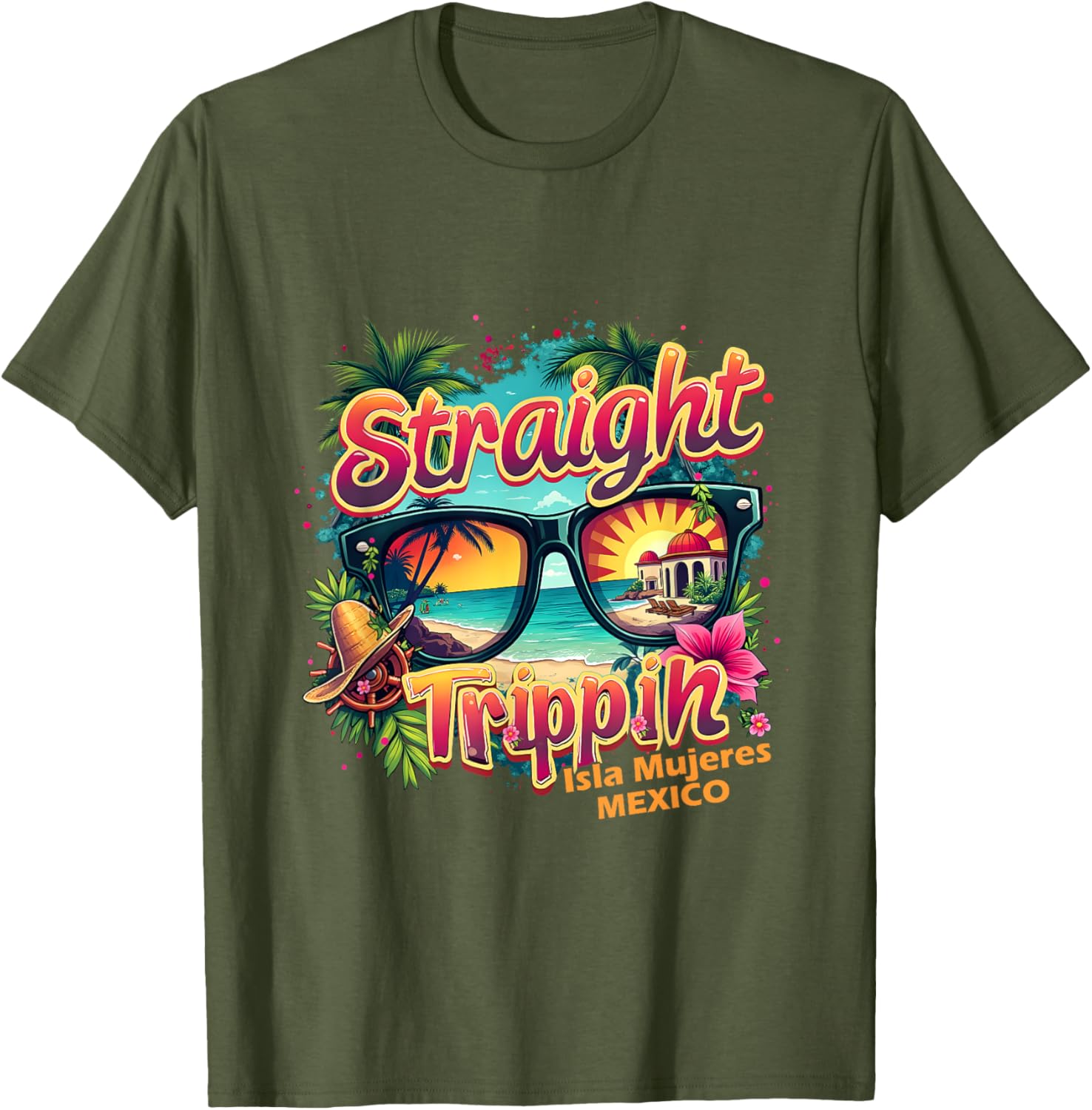 Isla Mujeres 2025 Retro Straight Trippin T-Shirt for Vacation Fun - 18