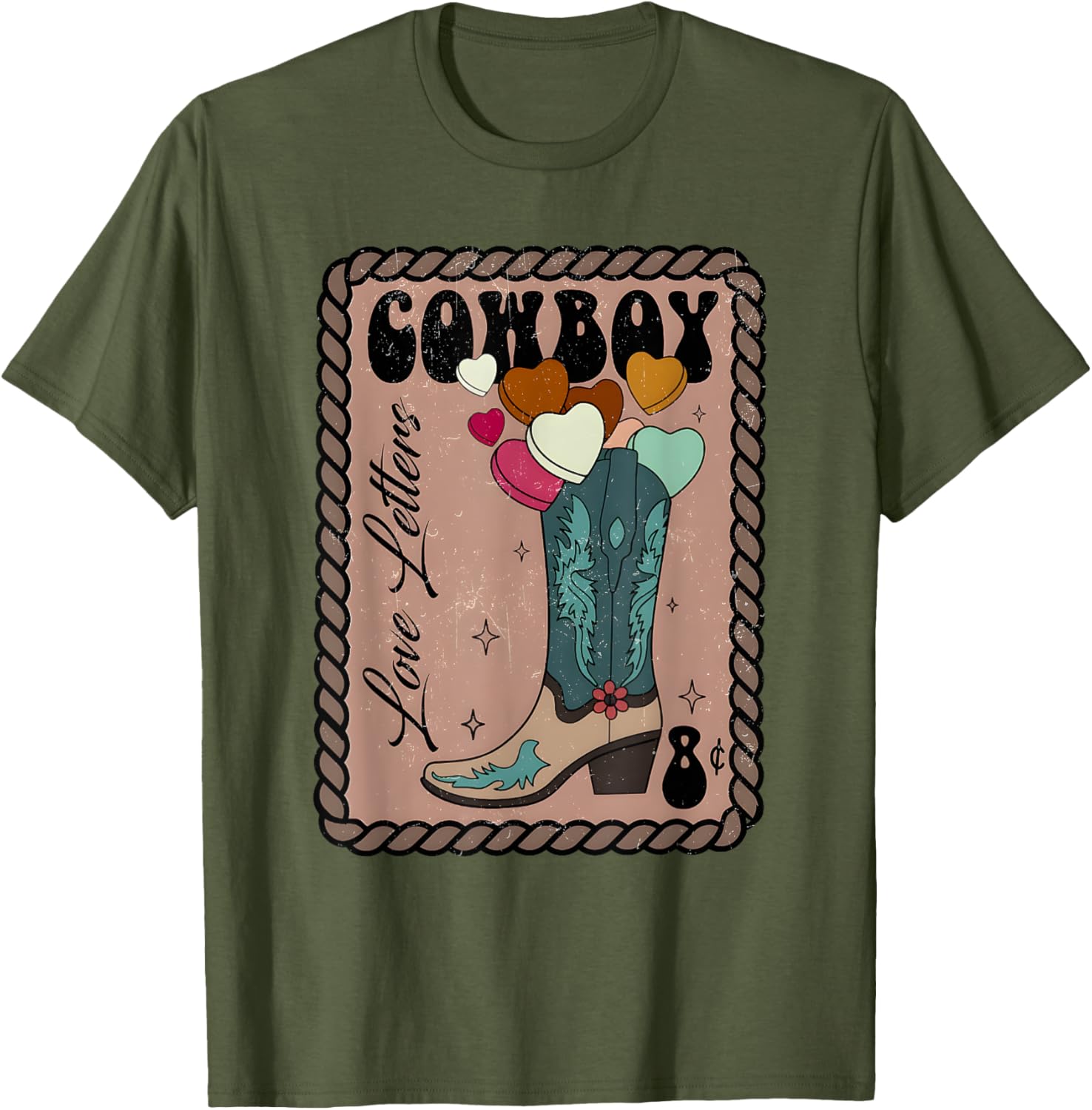 Cute Cowboy Love Letter Retro Valentine T-Shirt for Western Lovers - 15