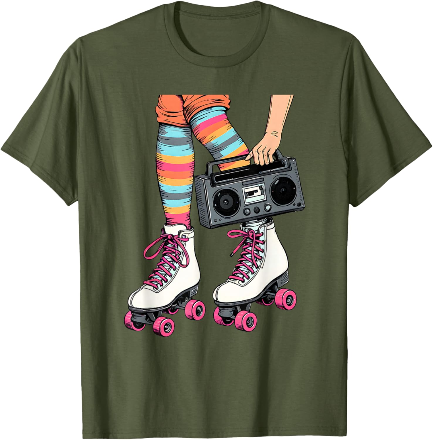 Retro Rollerskates Boombox T-Shirt for Fun 80's 90's Girls Vibes - 4