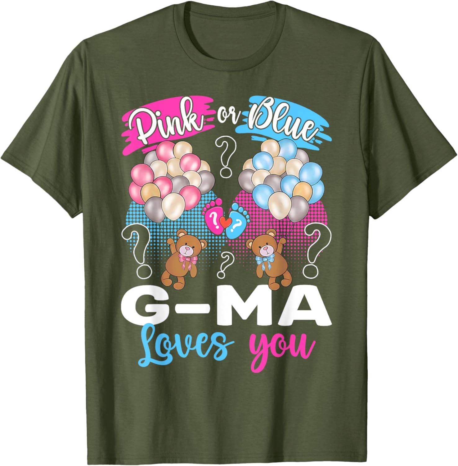 Bears Pink or Blue G-Ma Loves You Gender Reveal T-Shirt for Grandmas - 2