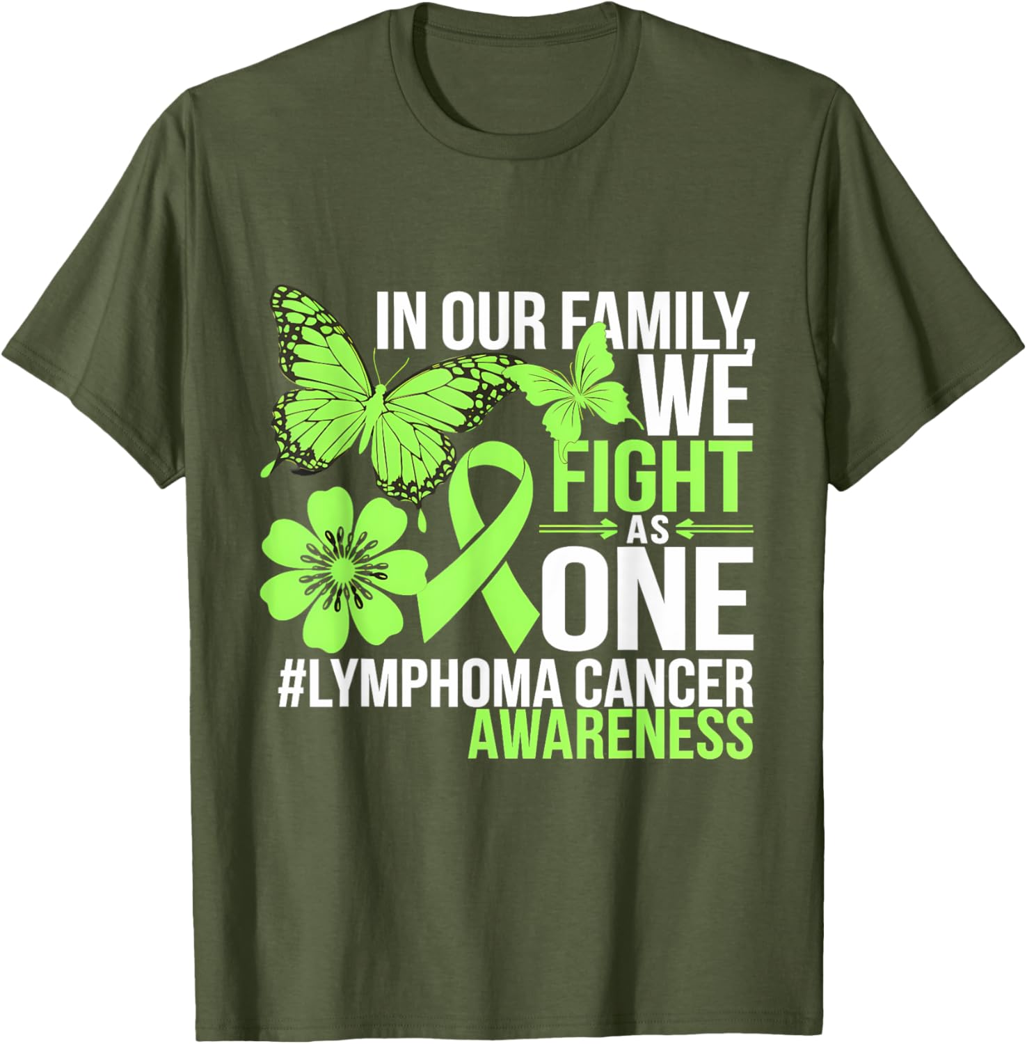 Green Ribbon Lymphoma Awareness We Fight As One T-Shirt for Supporters - 20