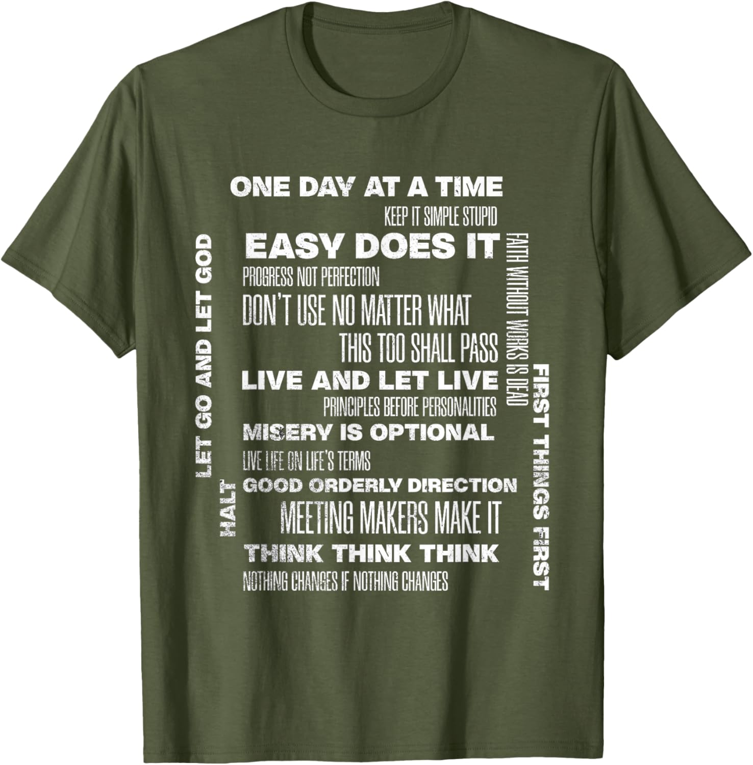 One Day At A Time Inspirational Recovery Sobriety Anniversary T-Shirt - 8